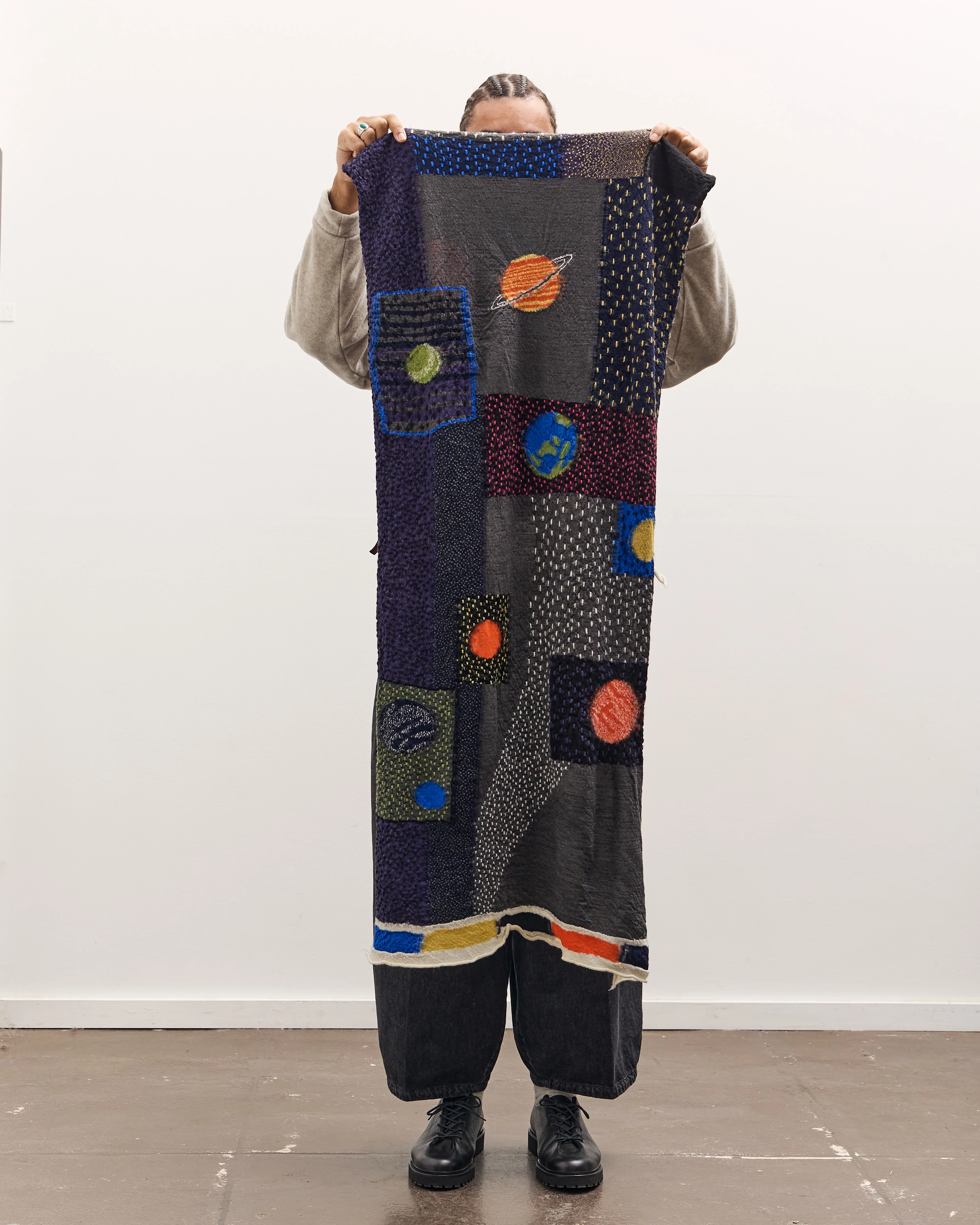 Kapital Fulling Wool Scarf Universe Gabbeh, Black - Image 2