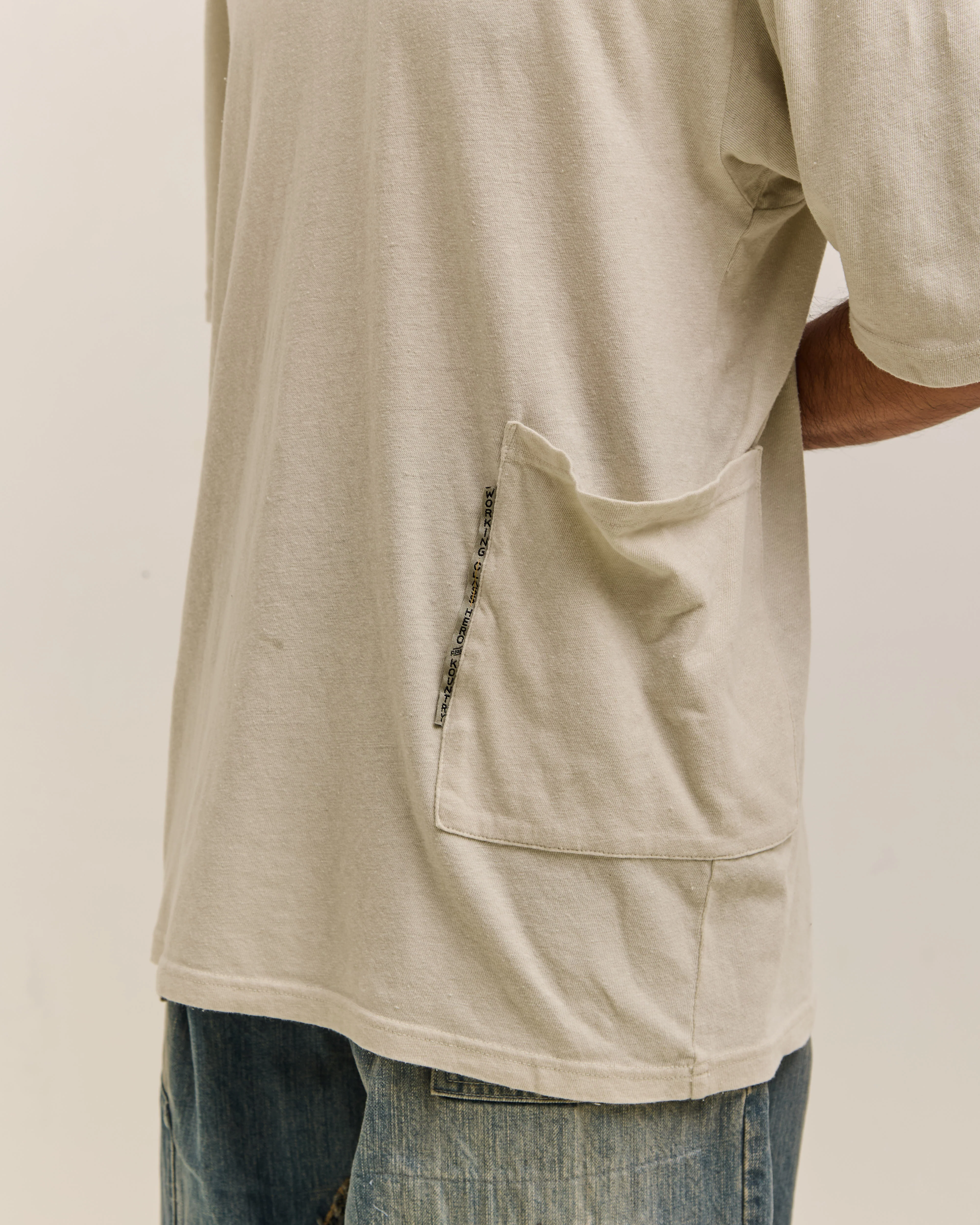 Kapital Gauze Jersey BISCUIT Pocket T Unisex, Ivory - Image 2