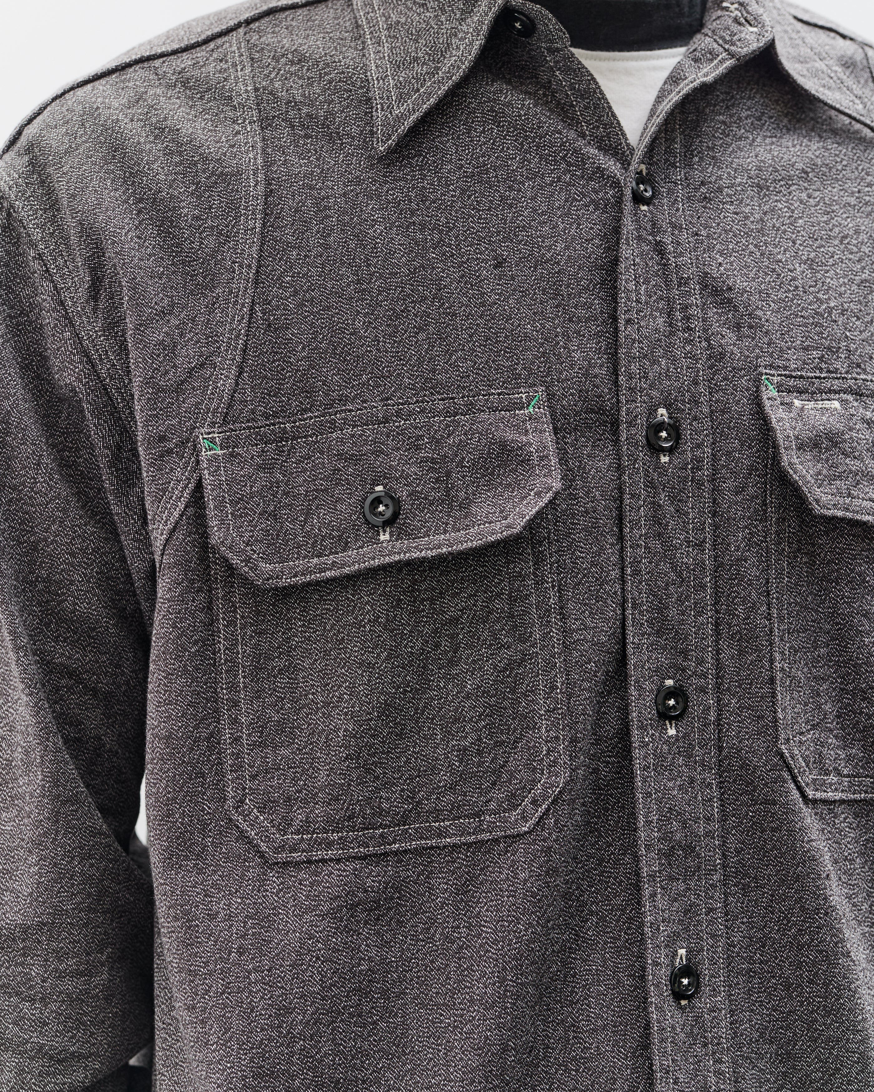 Kapital Grandrelle 2TONES BONE Patch Ventilator Workshirt, Charcoal - Image 9