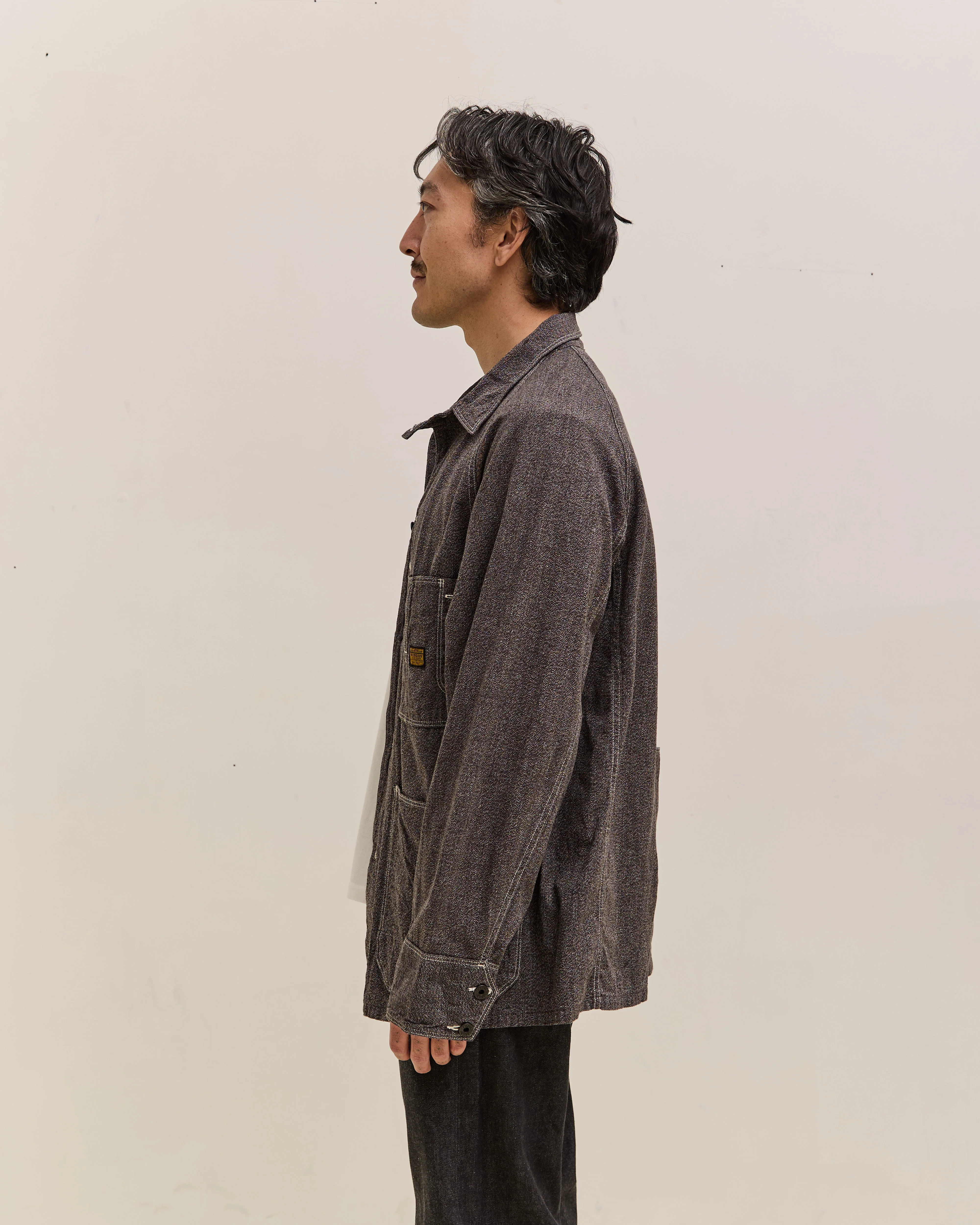 Kapital Grandrelle Chambray Cactus Coverall, Charcoal - Image 5