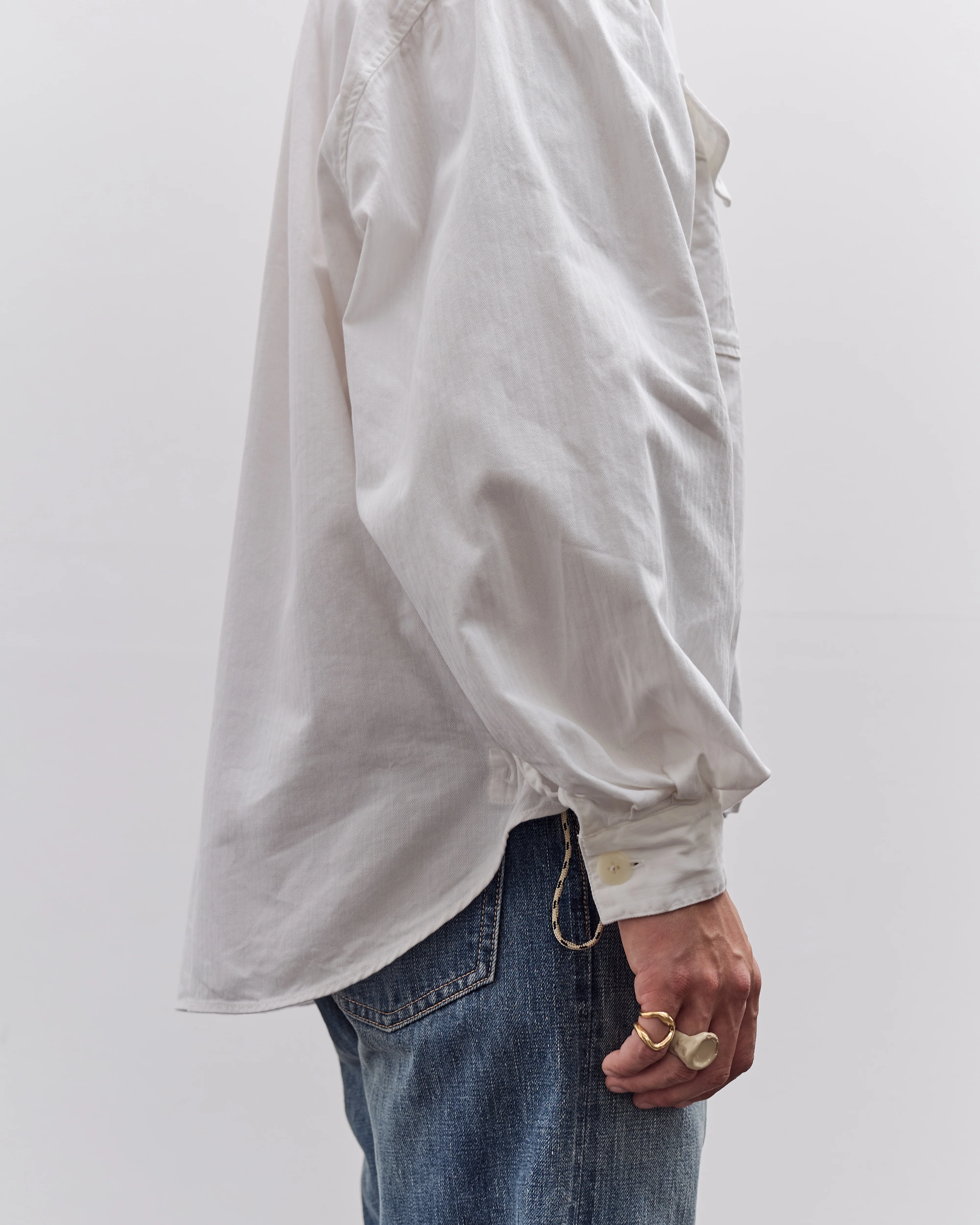 Kapital Herringbone Twill Shirt Anorak, White - Image 2