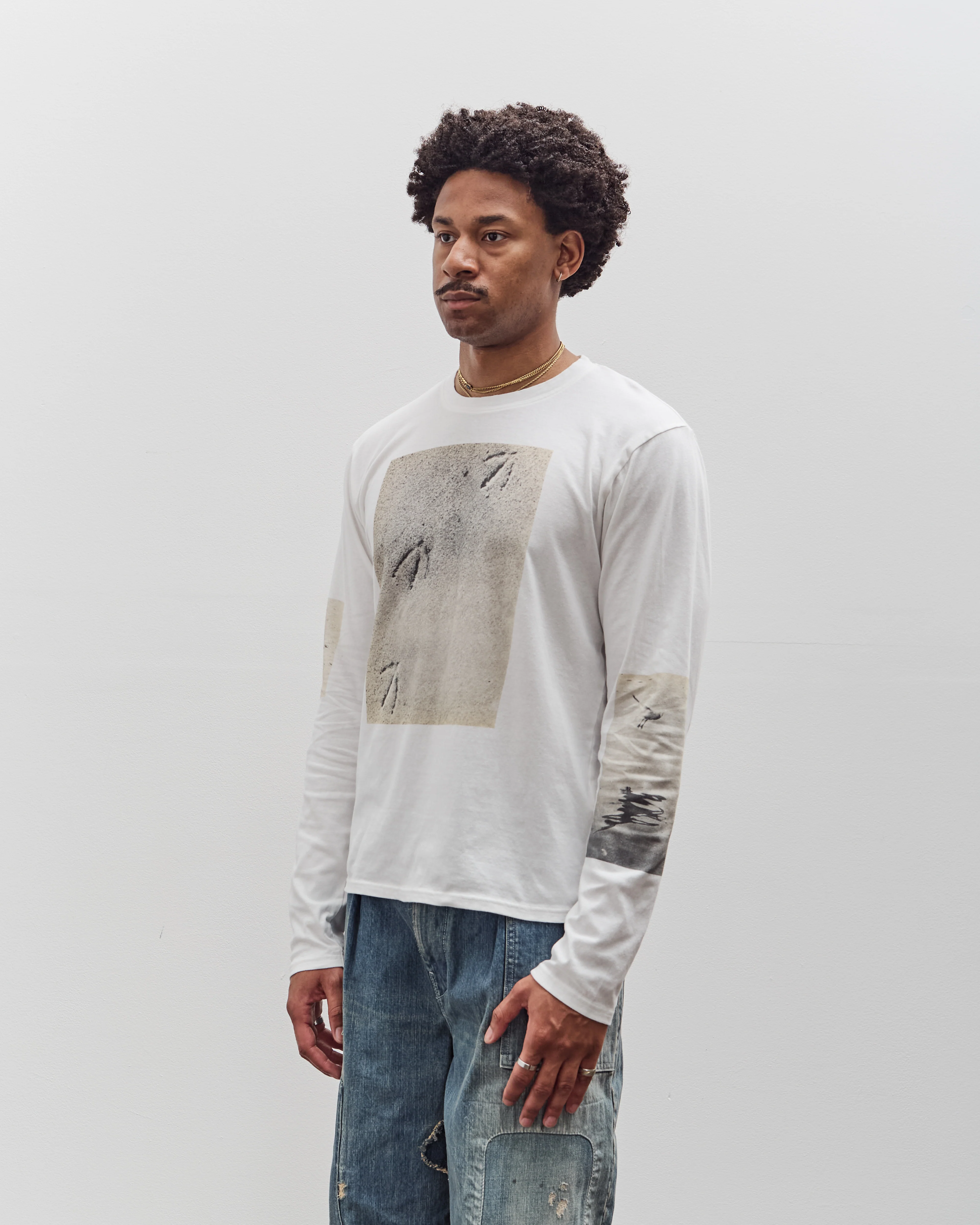Kapital Jersey Crew Long Sleeve T Unisex, White - Image 4