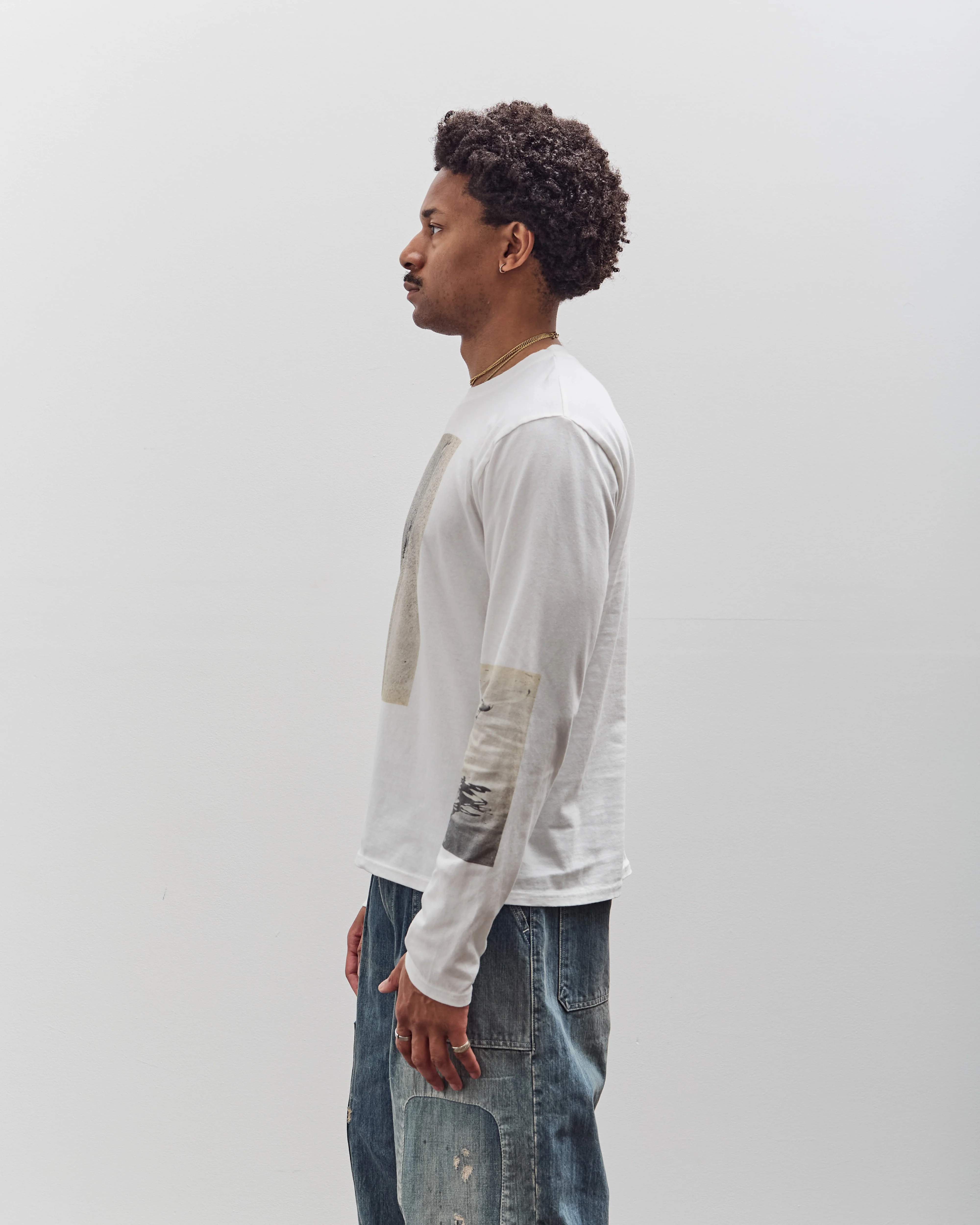 Kapital Jersey Crew Long Sleeve T Unisex, White - Image 5