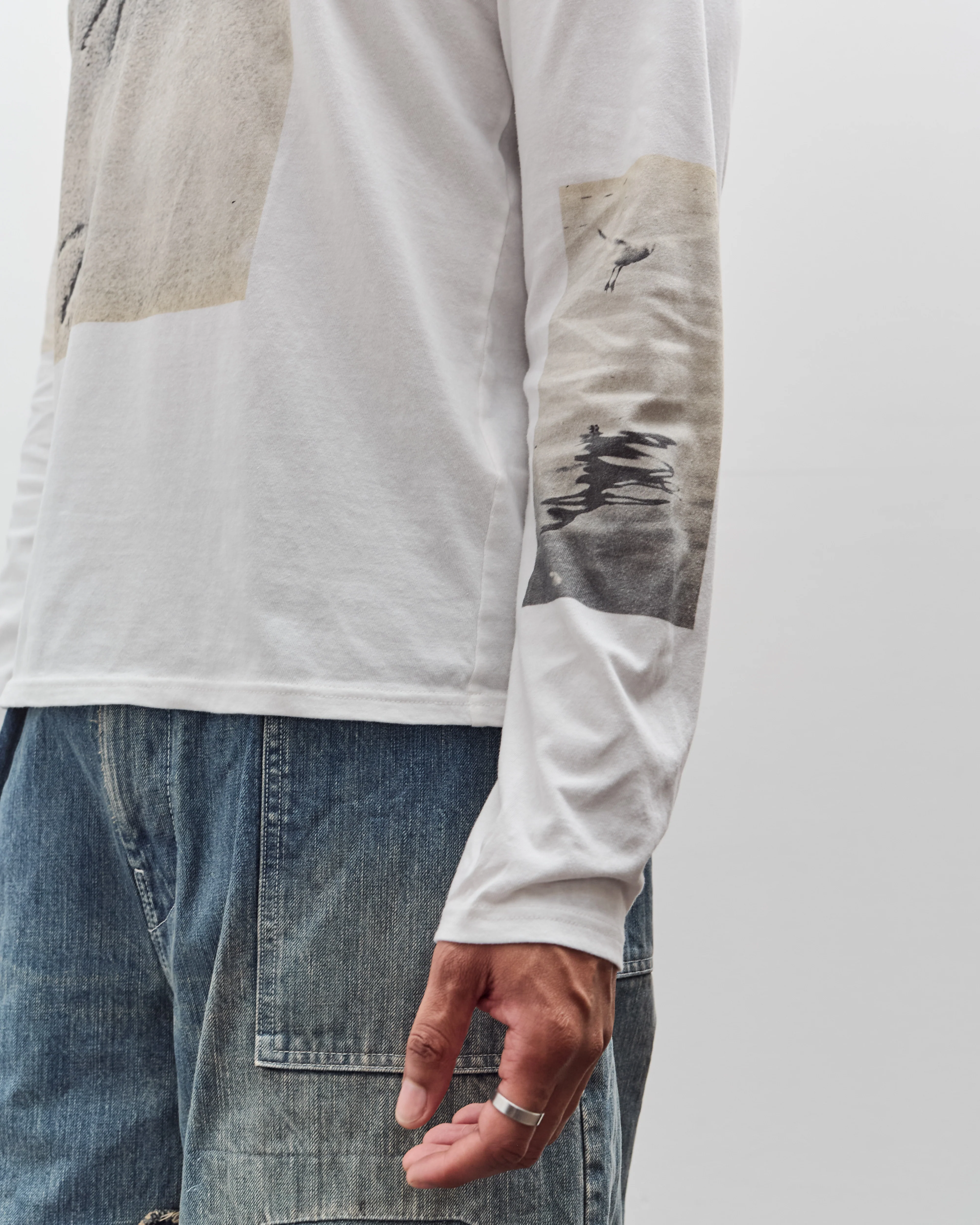 Kapital Jersey Crew Long Sleeve T Unisex, White - Image 8