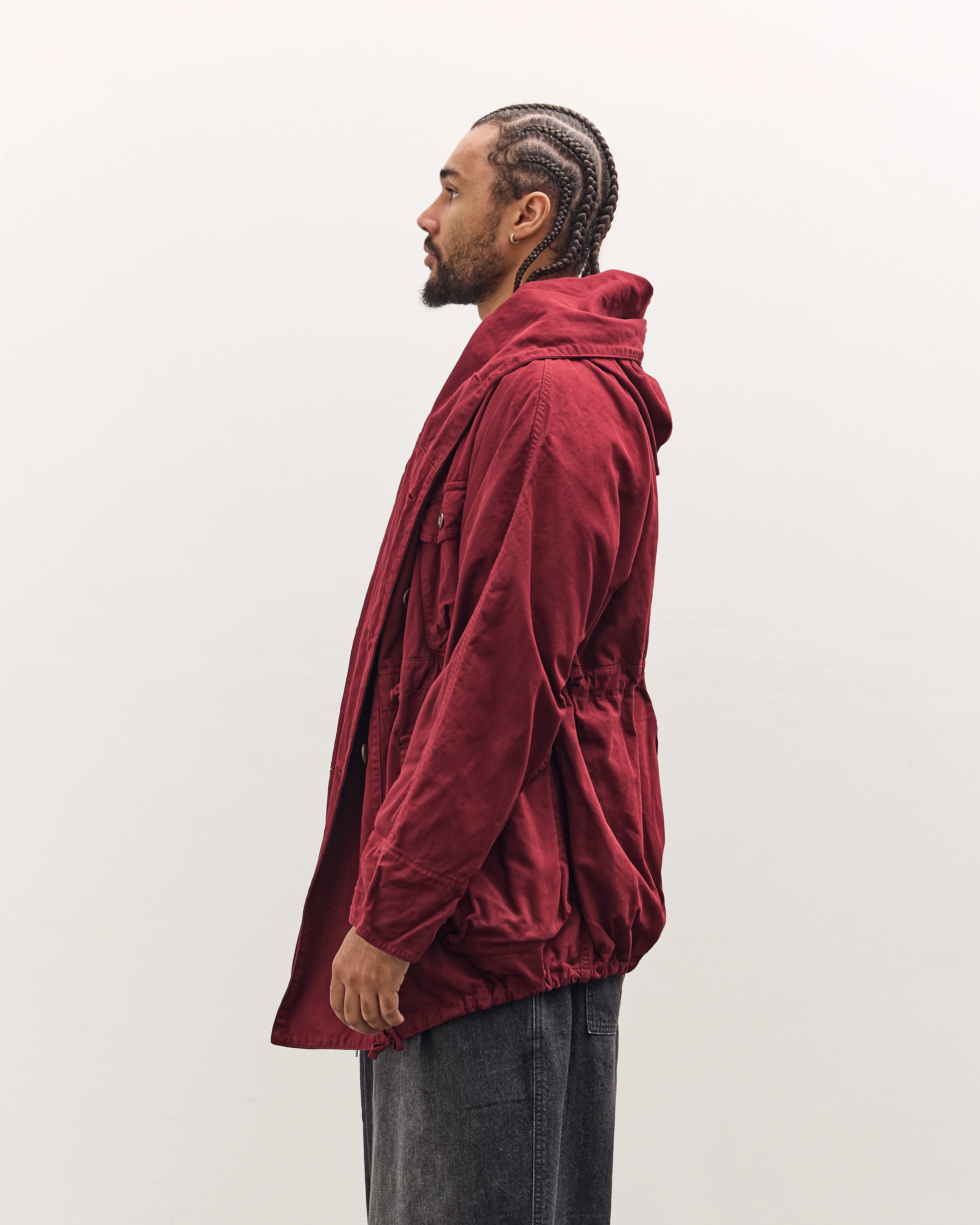 Kapital Katsuragi Cotton Ring Coat, Burgundy - Image 5