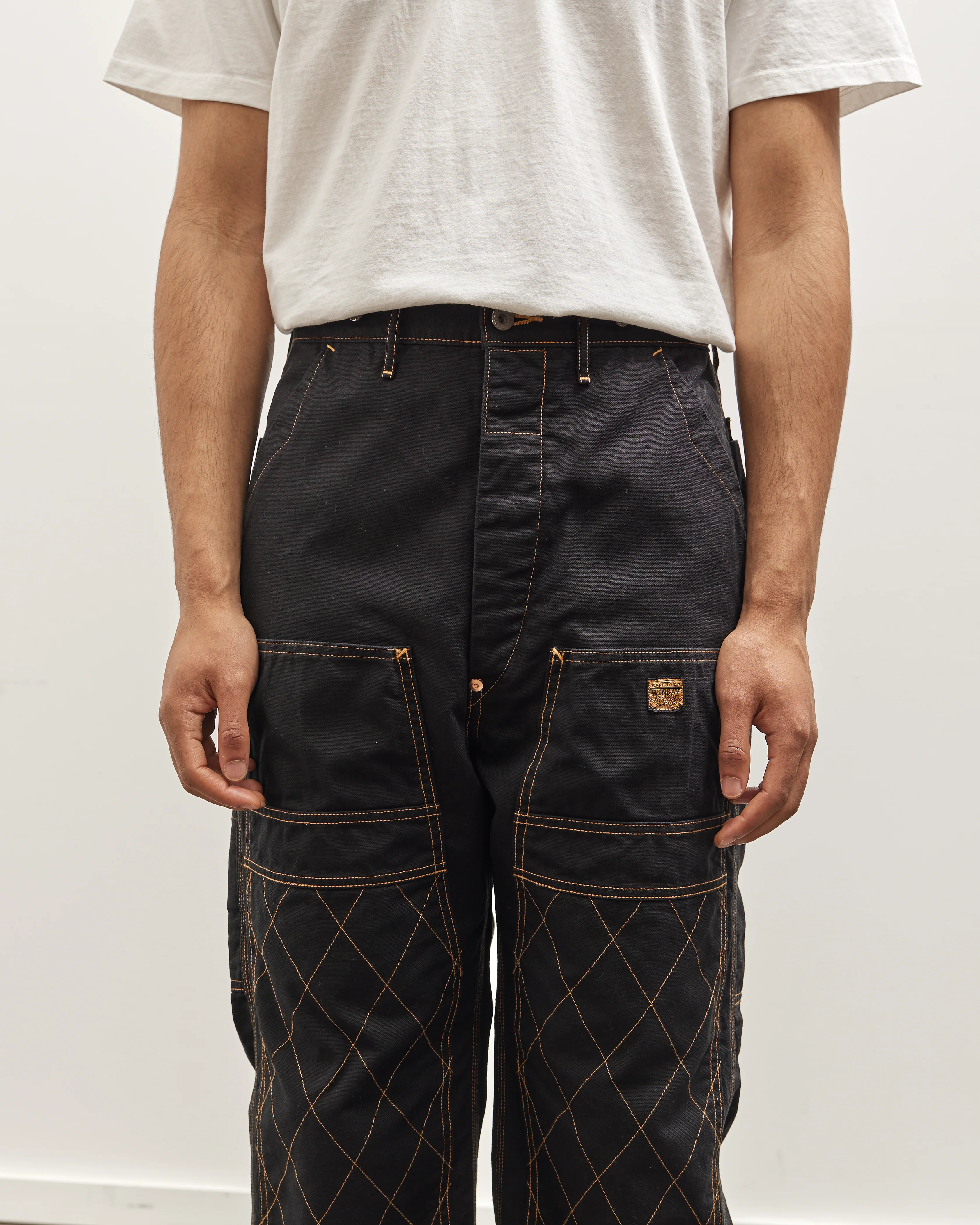 Kapital Unisex Light Canvas Lumber Pants, Black - Image 6