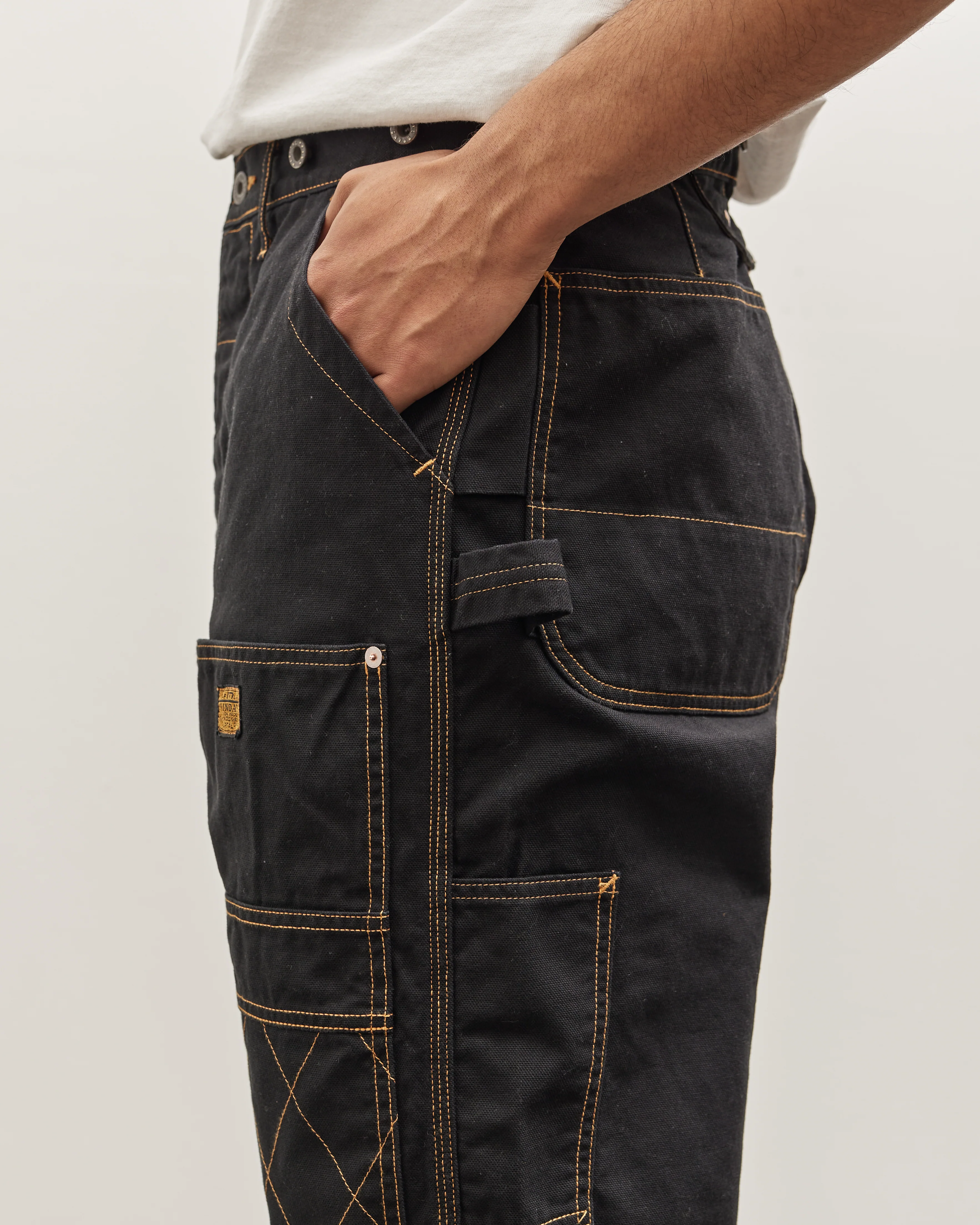 Kapital Unisex Light Canvas Lumber Pants, Black - Image 7