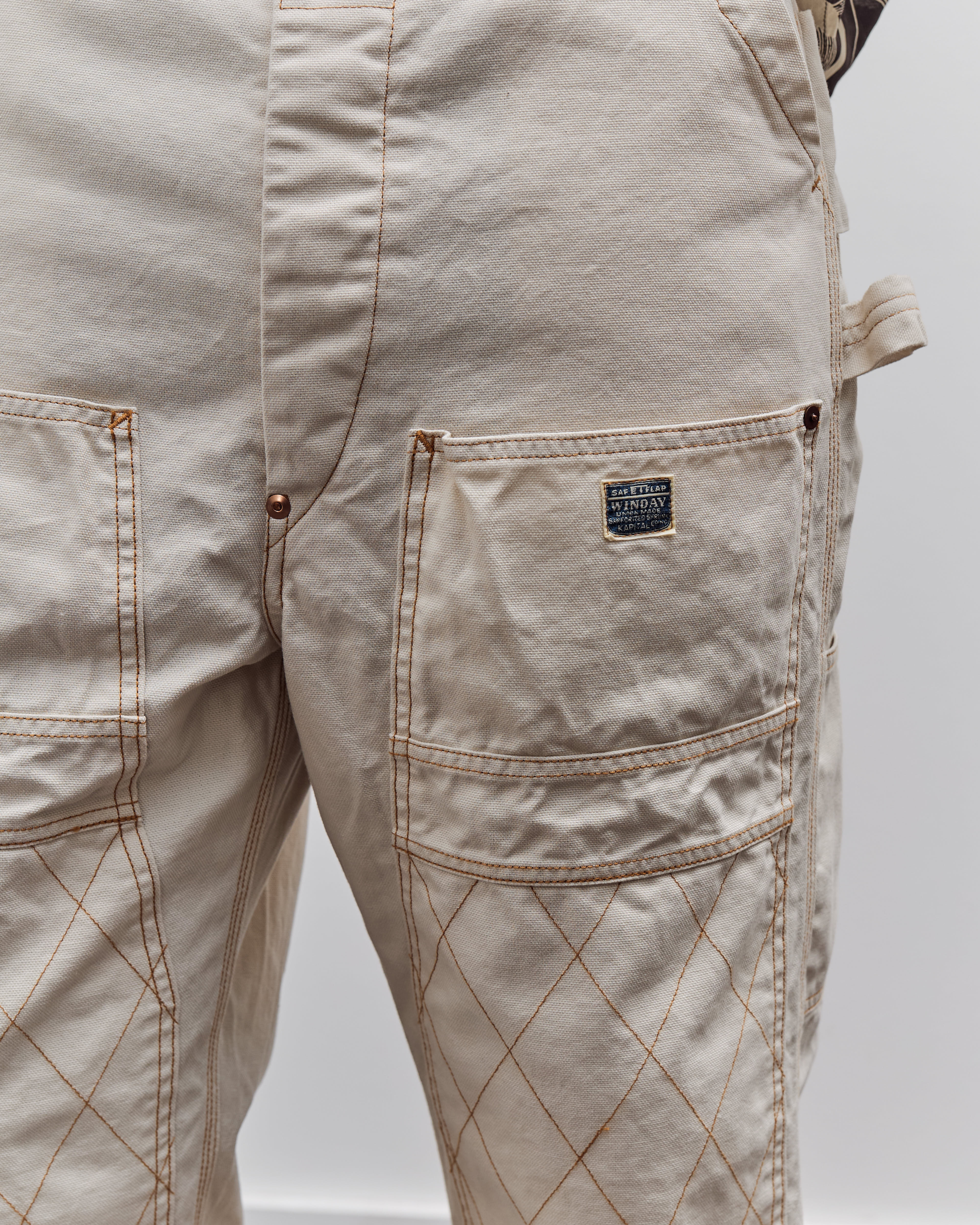 Kapital Unisex Light Canvas Lumber Pants, Natural - Image 7