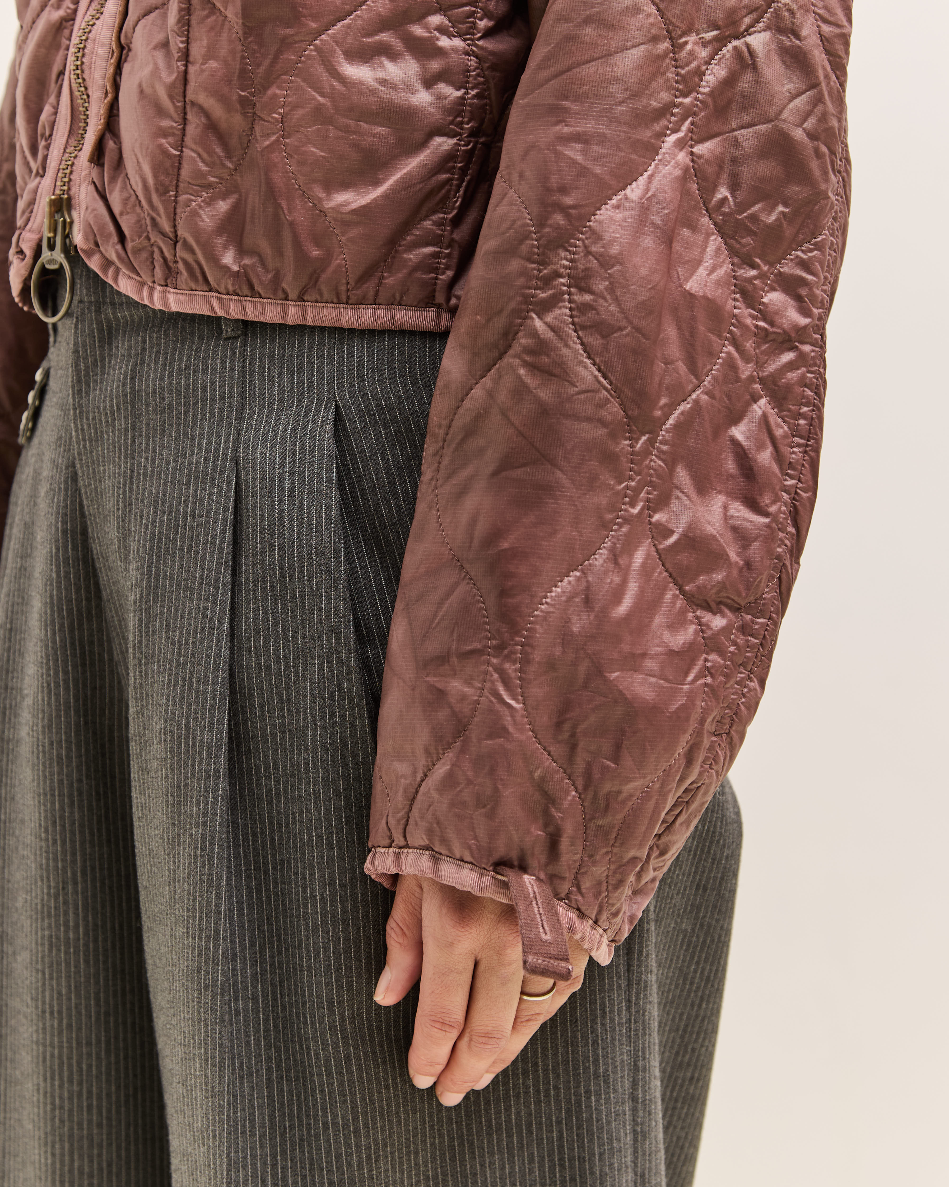 Kapital Nylon Quilted Dip-Dye Liner Cropped Bolero, Red - Image 7