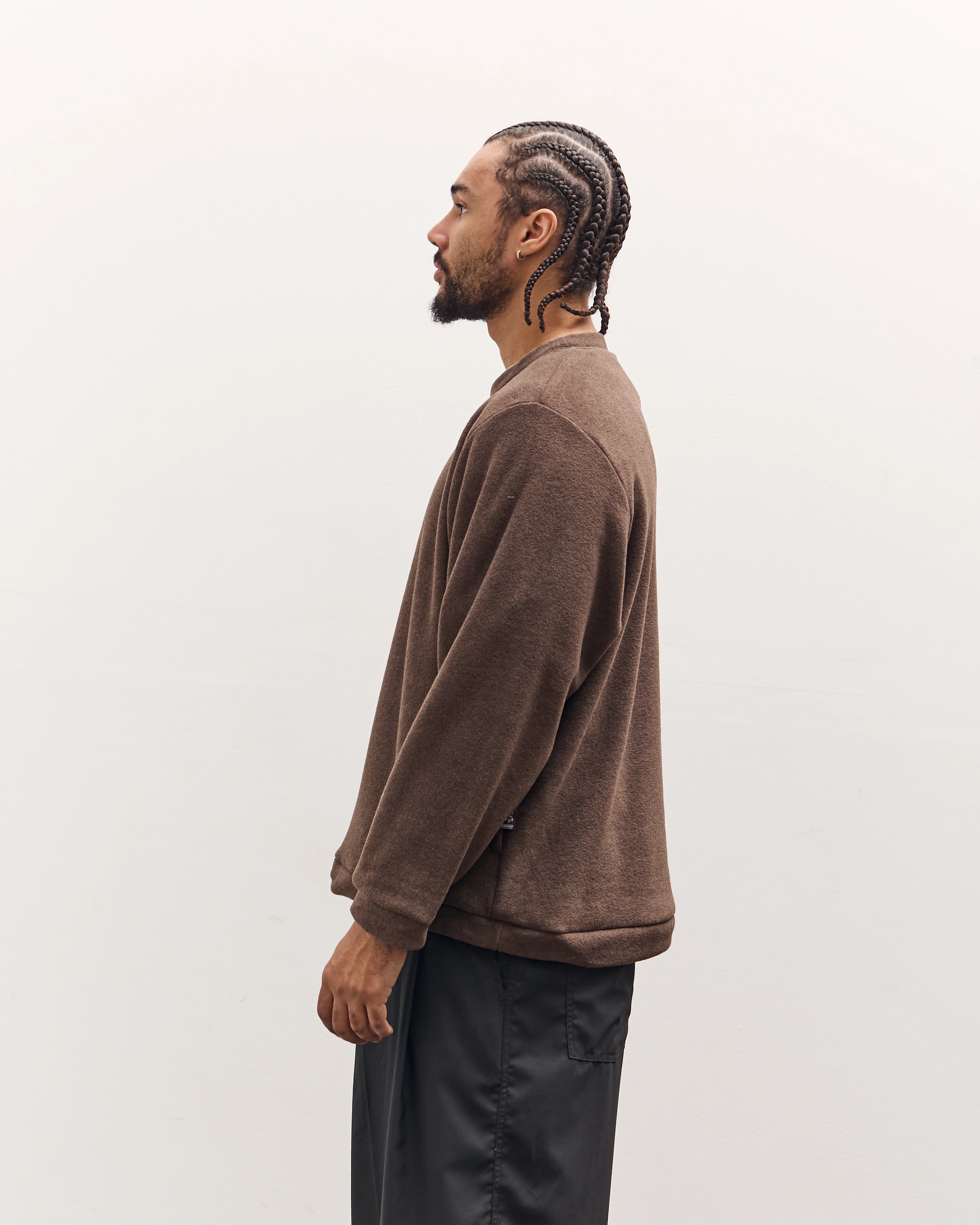 Kapital Reverse Fleece Big Crew Sweatshirt, Brown - Image 5