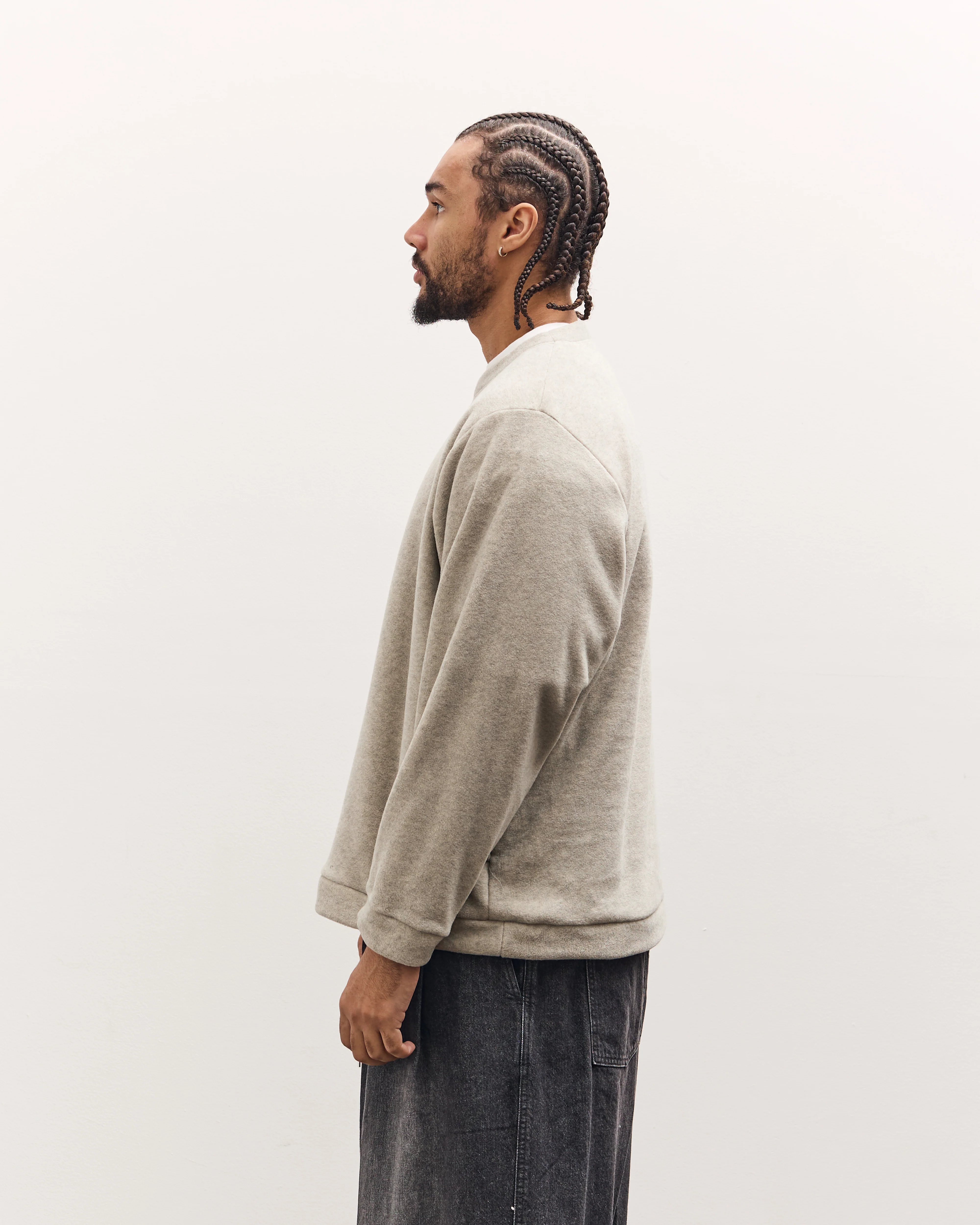 Kapital Reverse Fleece Big Crew Sweatshirt, Natural - Image 5