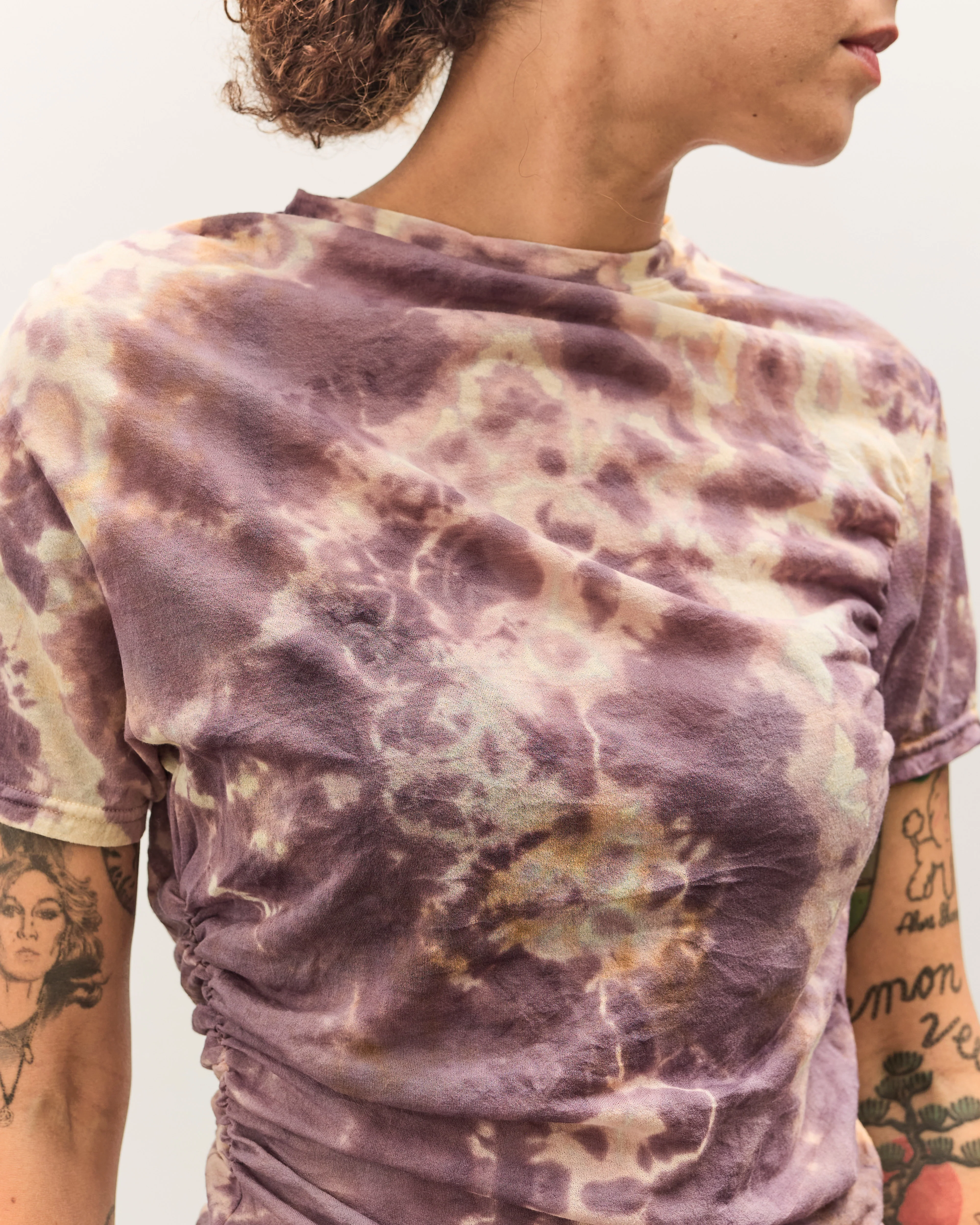 Kapital Sheer Jersey Tie-Dye Gather T, Purple - Image 7