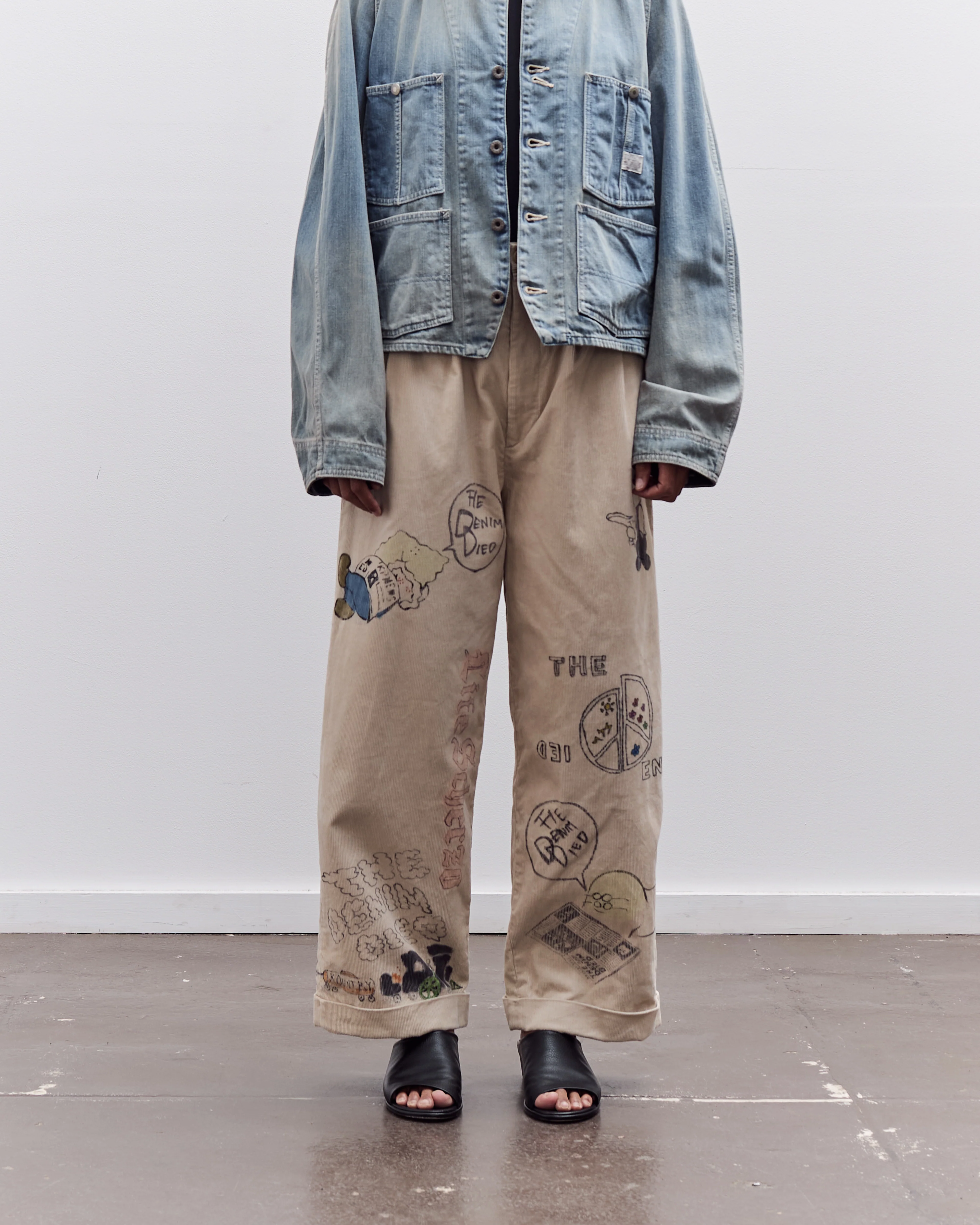 Kapital Unisex 14W Corduroy IVY Pants (Memorial Paint Model), Beige - Image 3