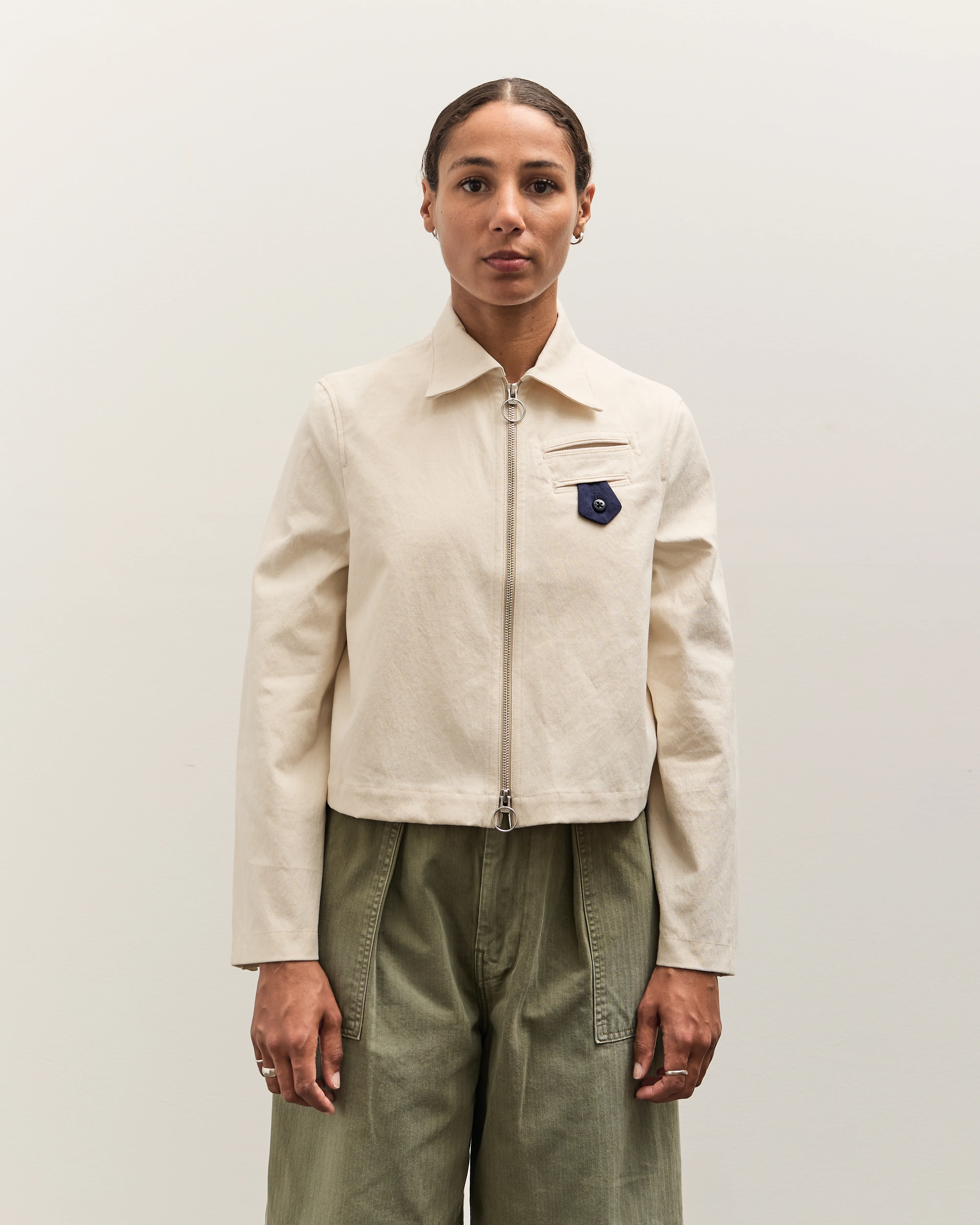 Kapital Water-Repellent Canvas CUT-OUT BATEAU Blouson, Ecru - Image 7