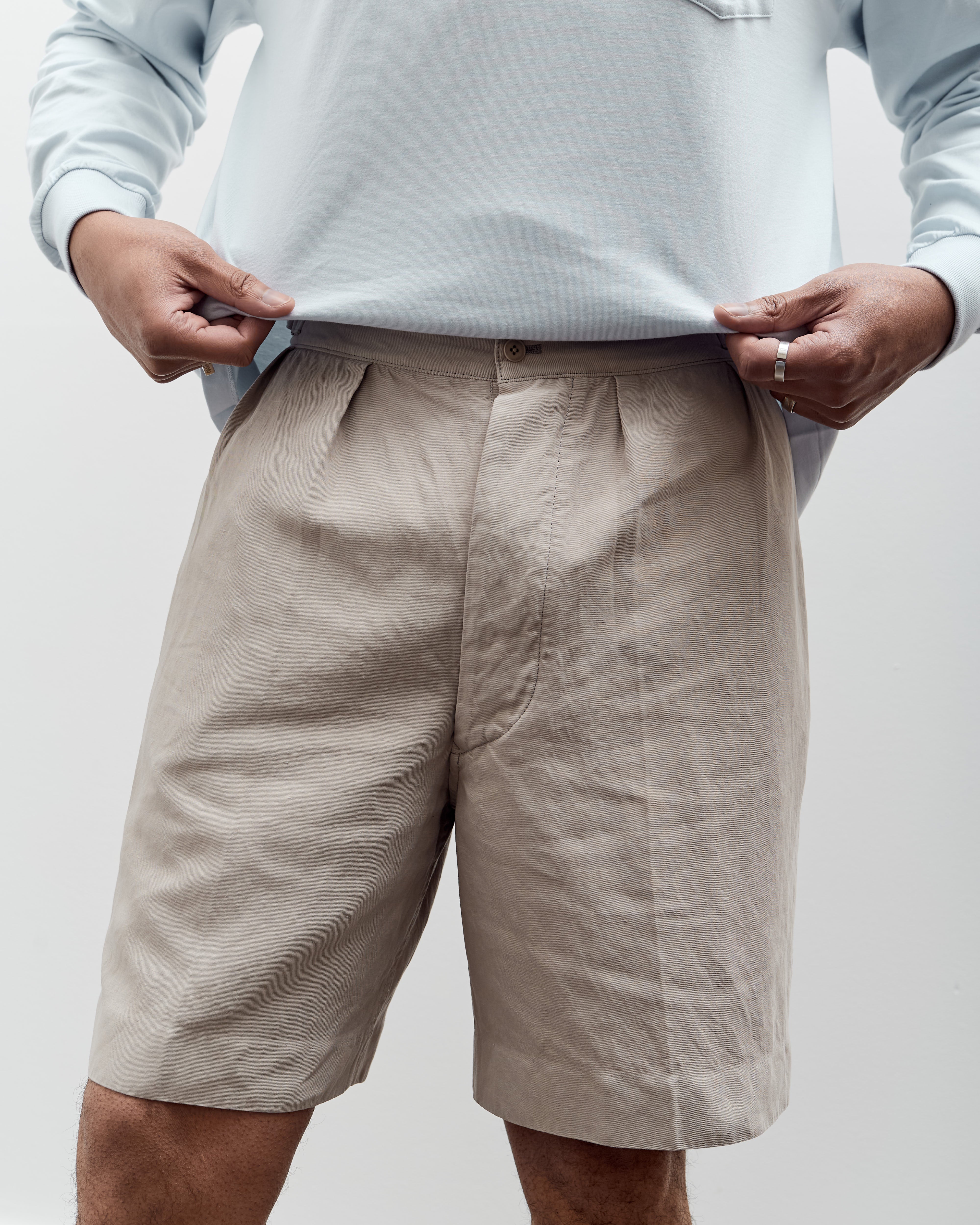 Lady White x Kaptain Sunshine Cotton Linen Short, Taupe - Image 8