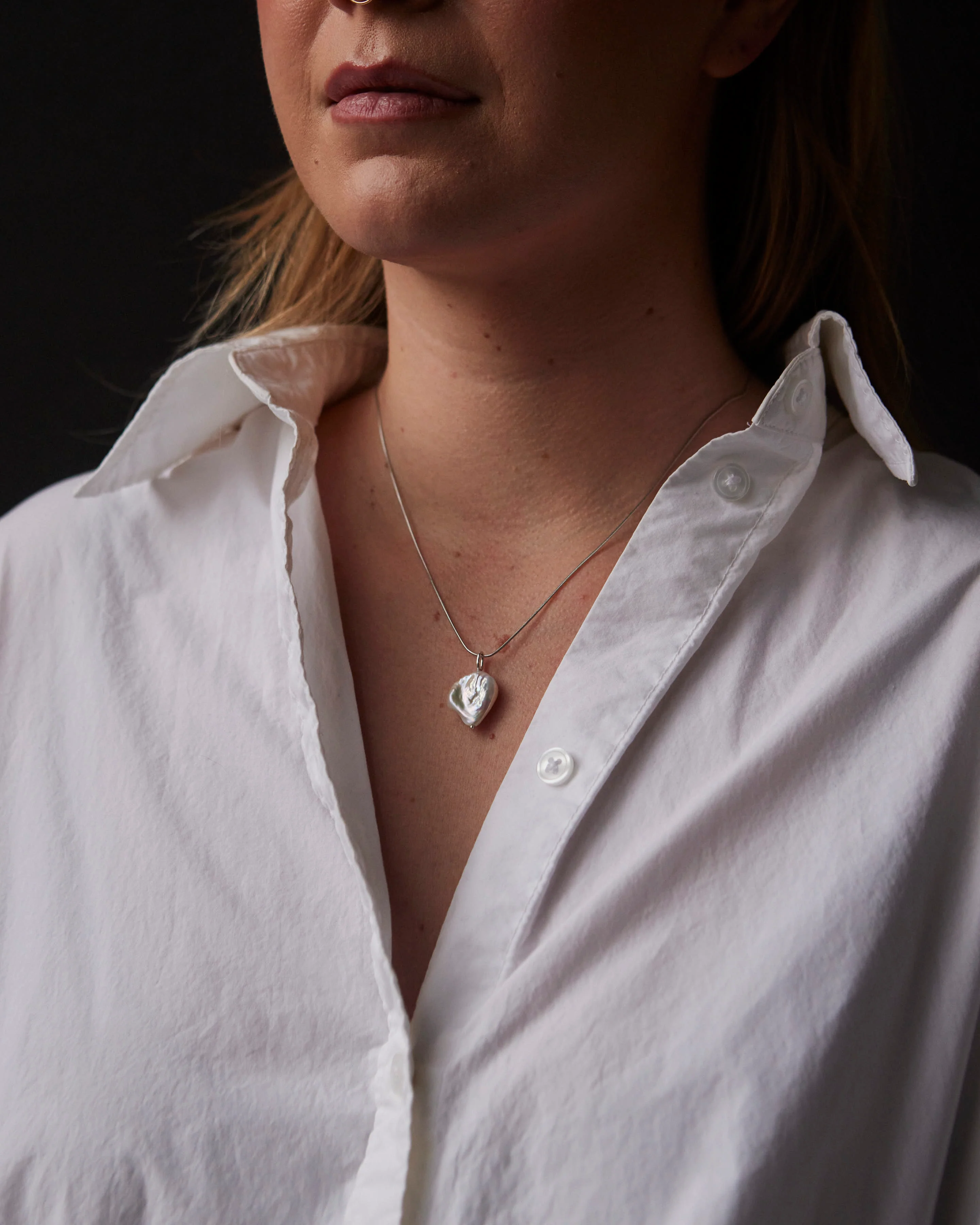 Kara Yoo Keshi Petal Pearl Pendant, Sterling Silver - Image 2