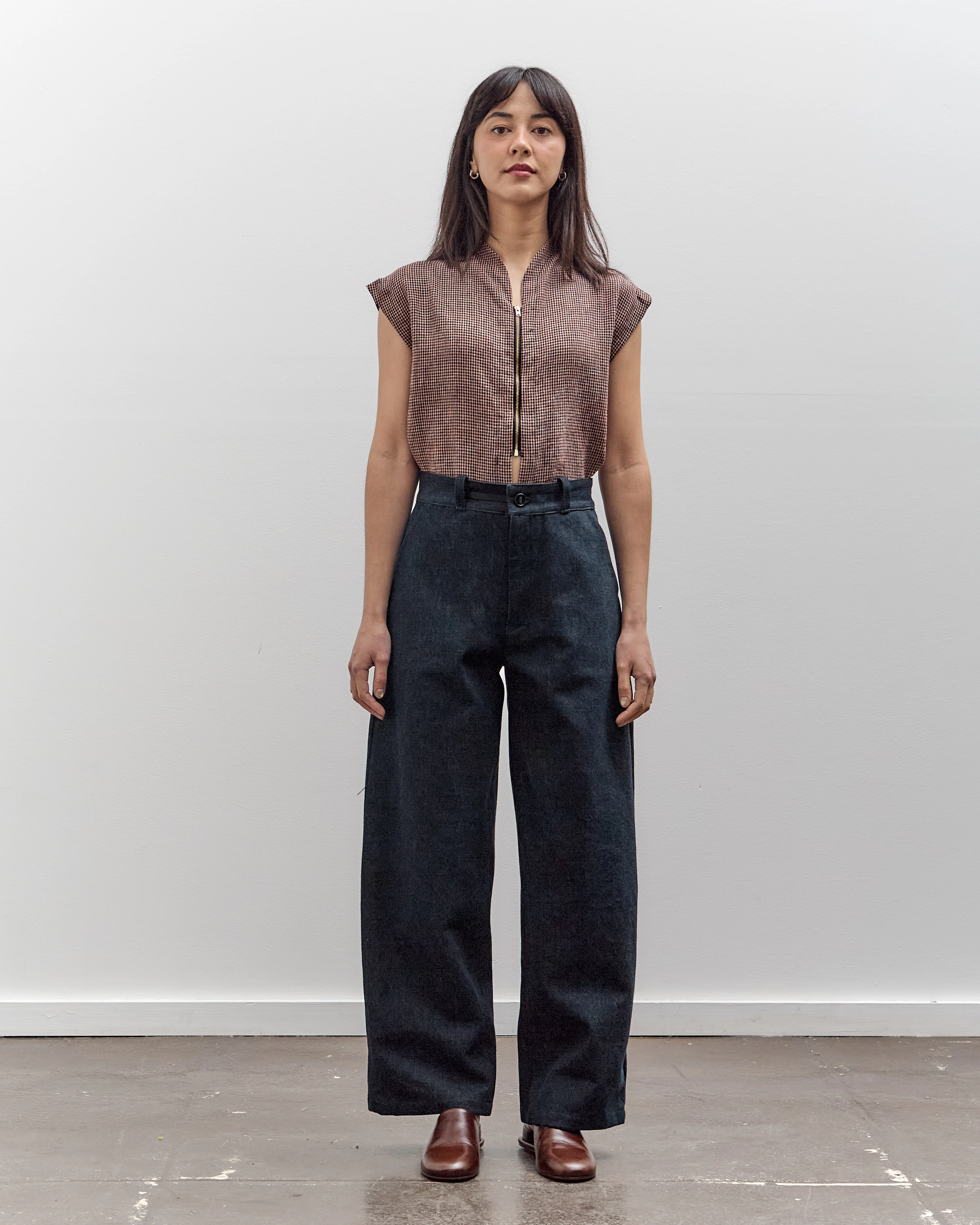 MAN-TLE High Wide Pants, Navy Slub Denim - Image 3