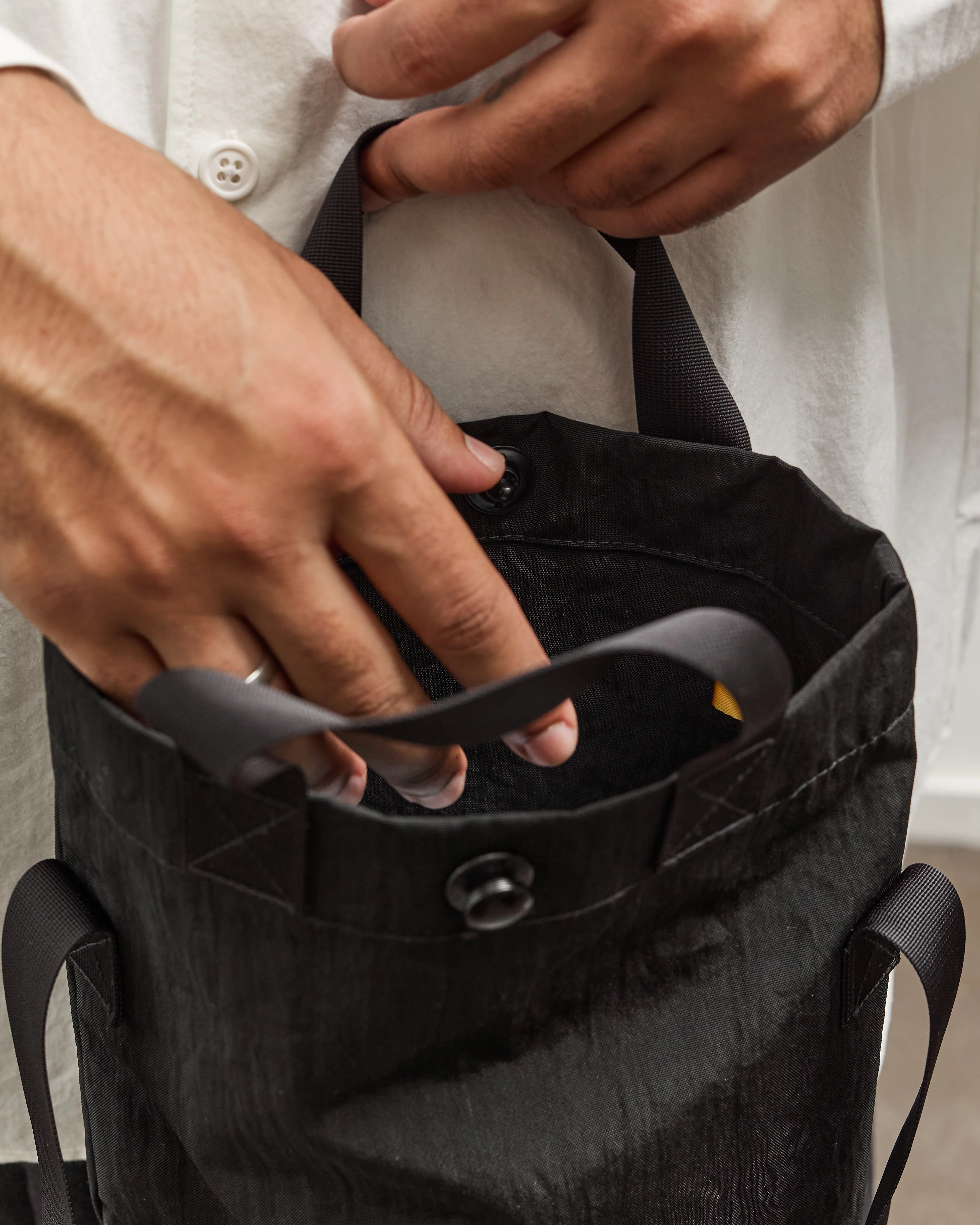 MAN-TLE R0B4 Mini Tote, Black Nylon - Image 7