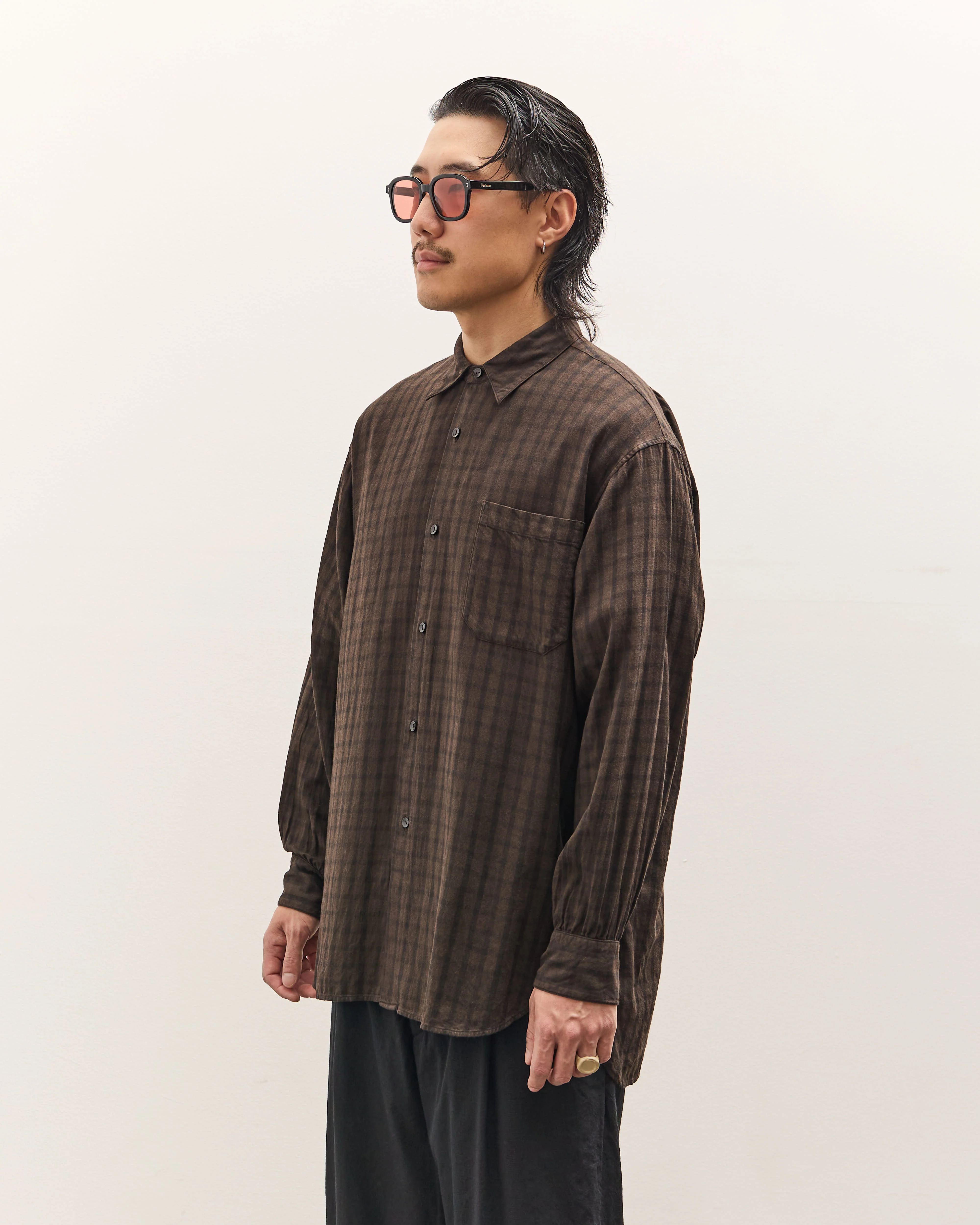 Mark.S Check Dress Shirt, Mud Dye - Image 4