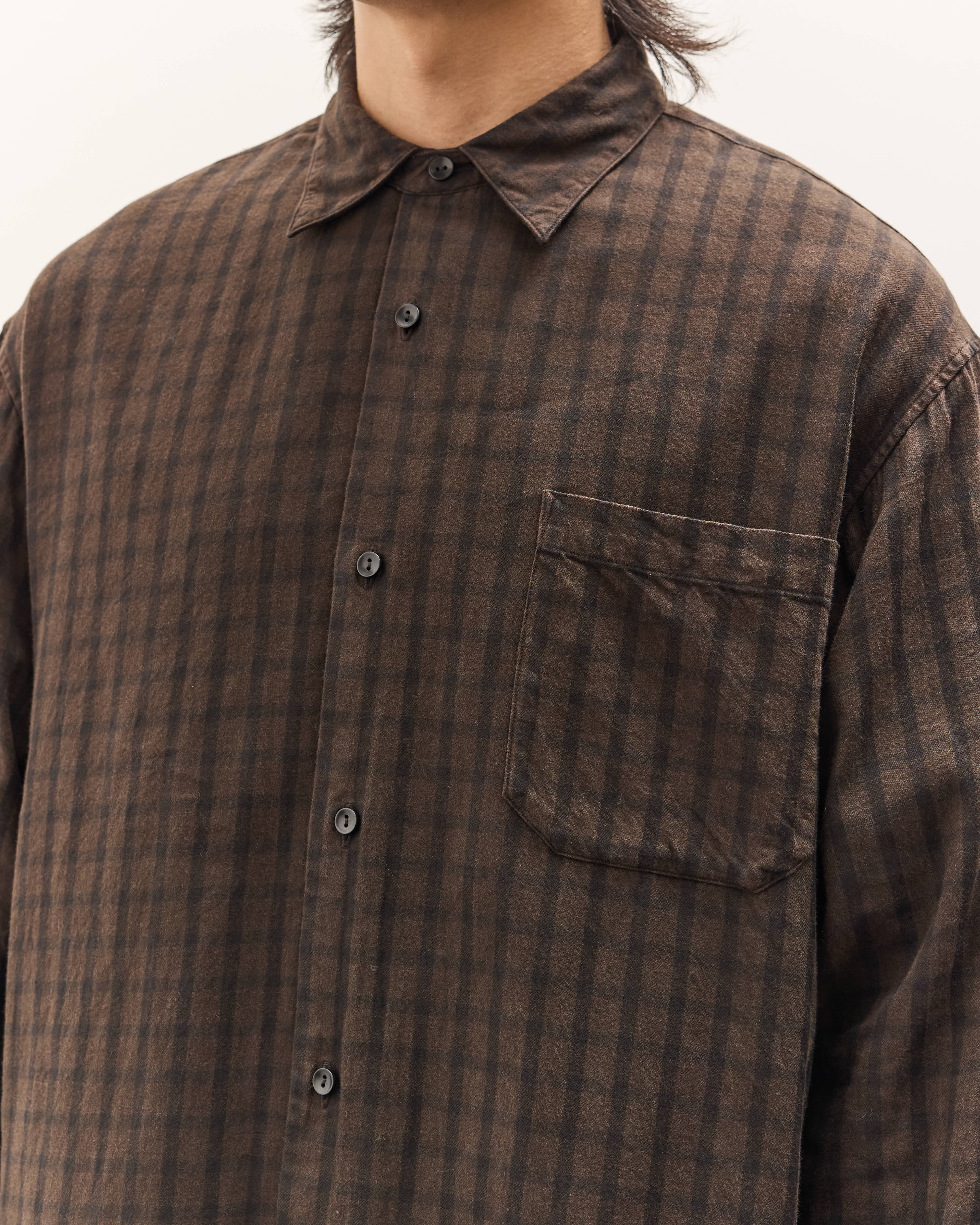 Mark.S Check Dress Shirt, Mud Dye - Image 7