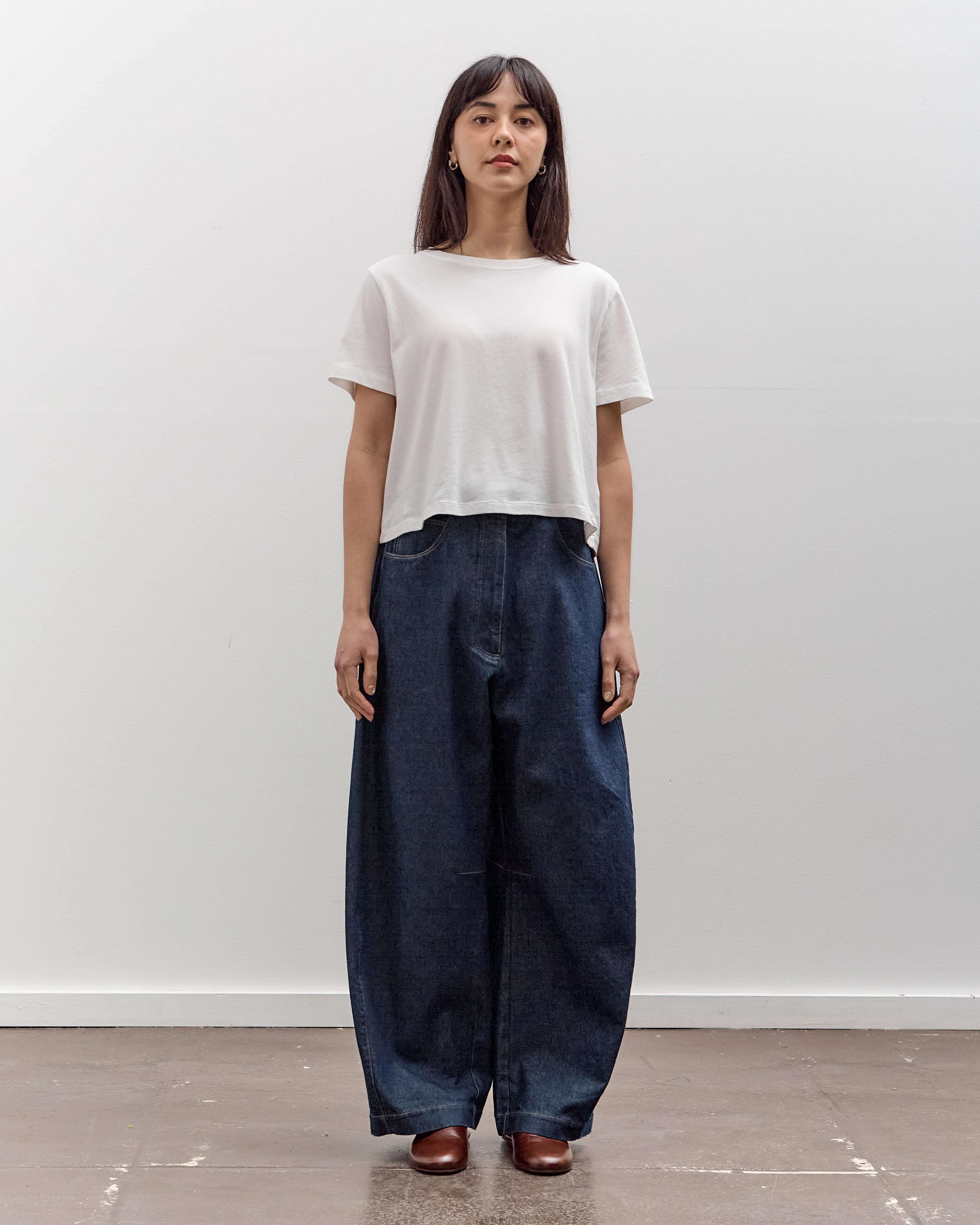 Merz b. Schwanen Soft Pima Cotton Cropped Women's T-Shirt, White - Image 3