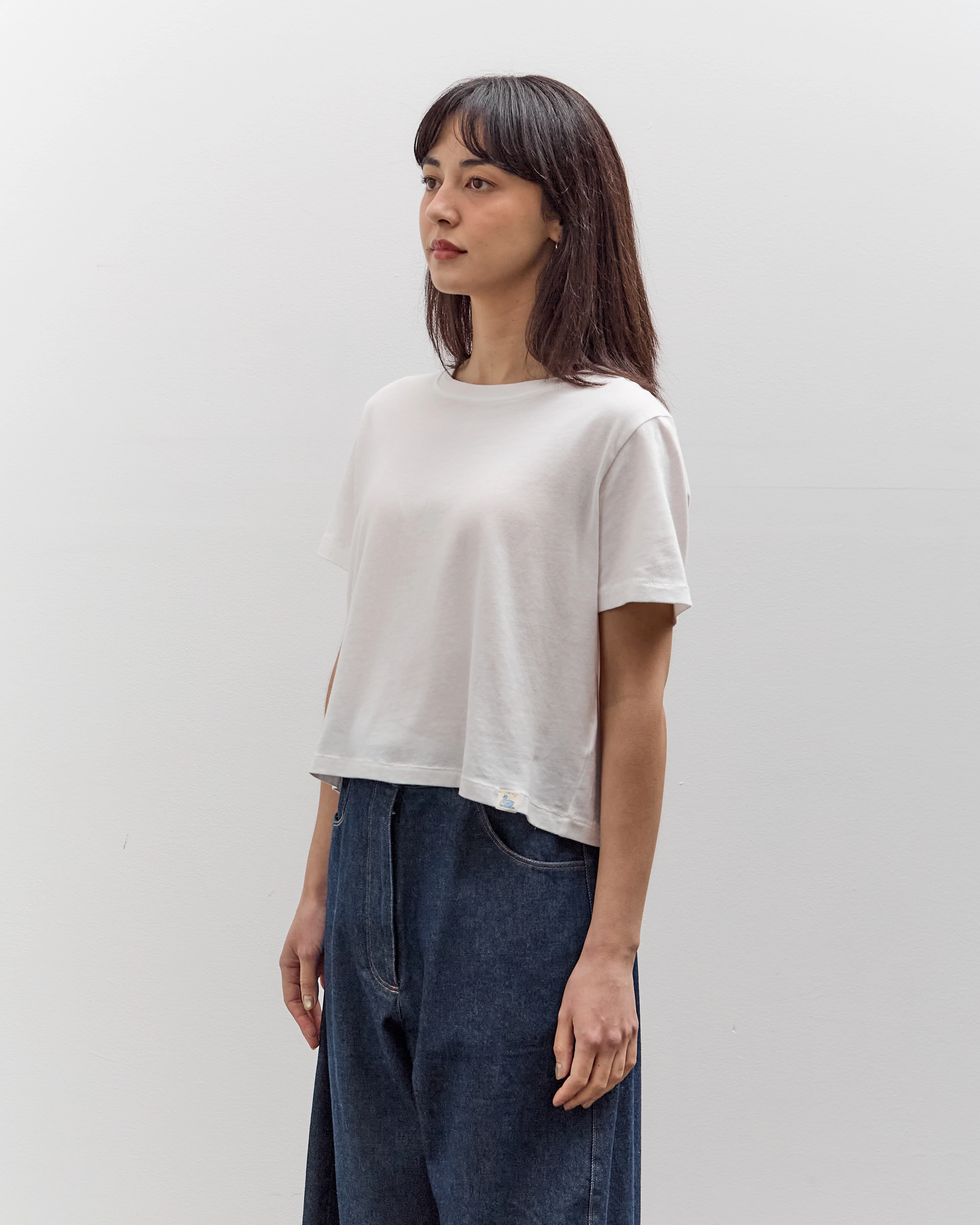 Merz b. Schwanen Soft Pima Cotton Cropped Women's T-Shirt, White - Image 4