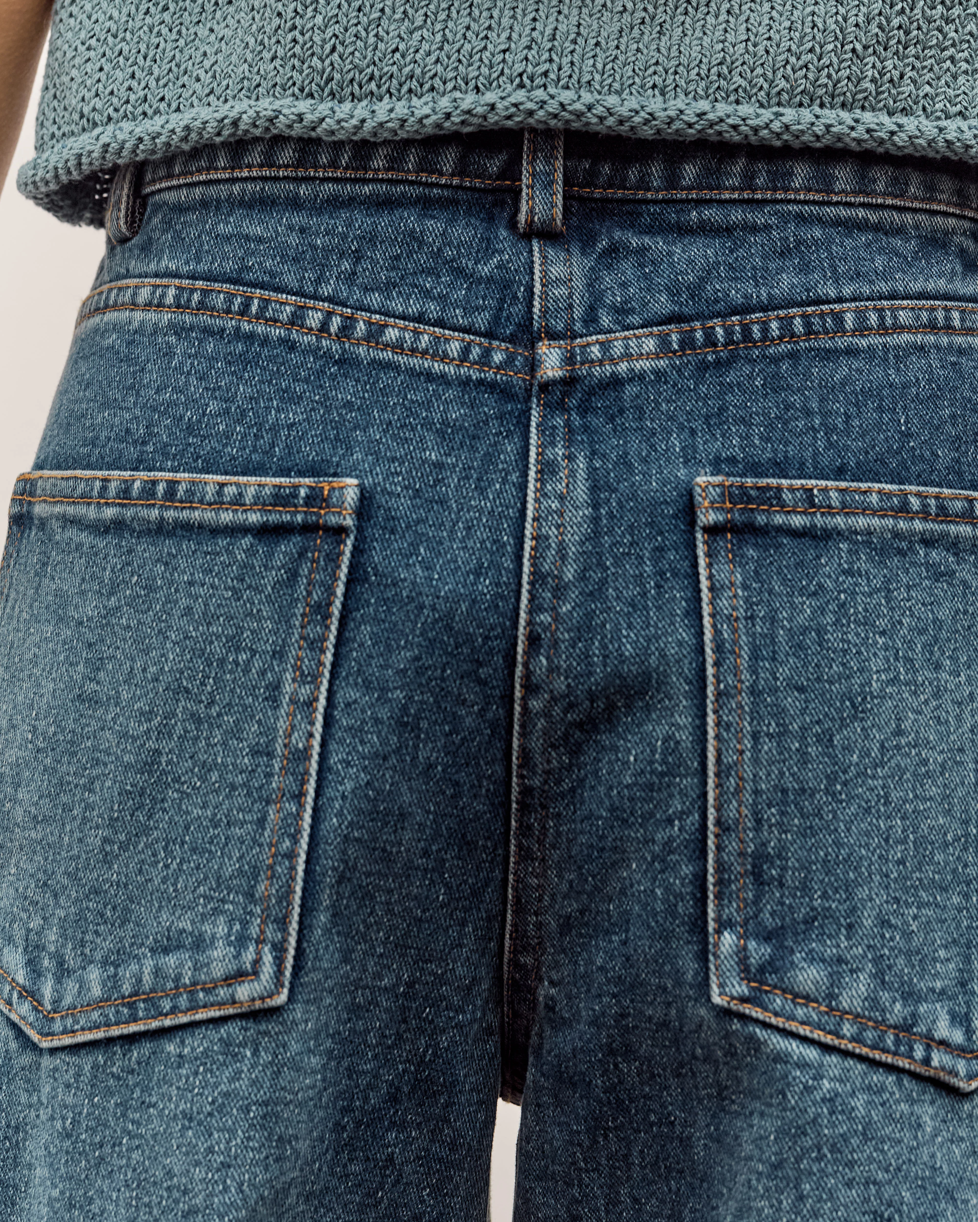 Mijeong Park Barrel Leg Patch Denim, Blue - Image 8