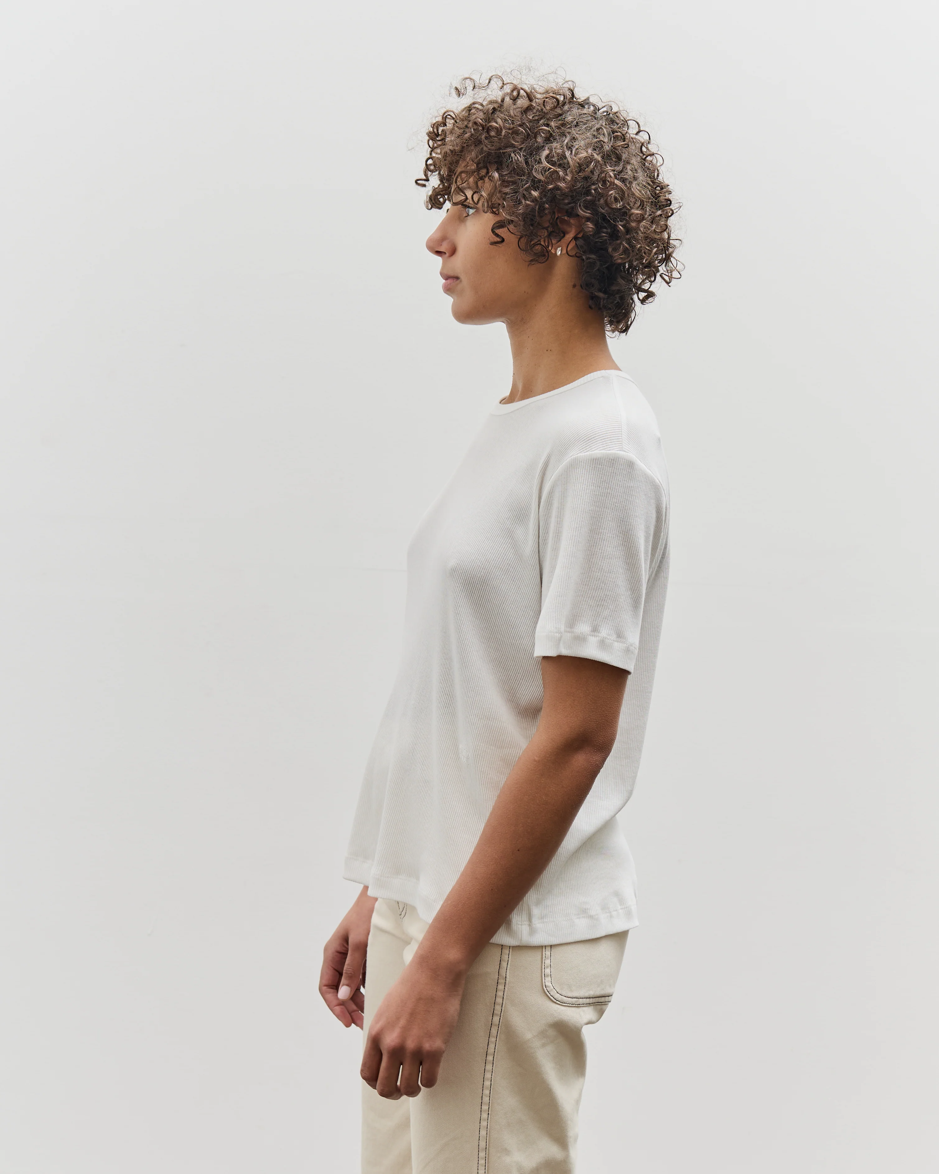 Mijeong Park Cotton Tencel Ribbed T-Shirt, White - Image 4