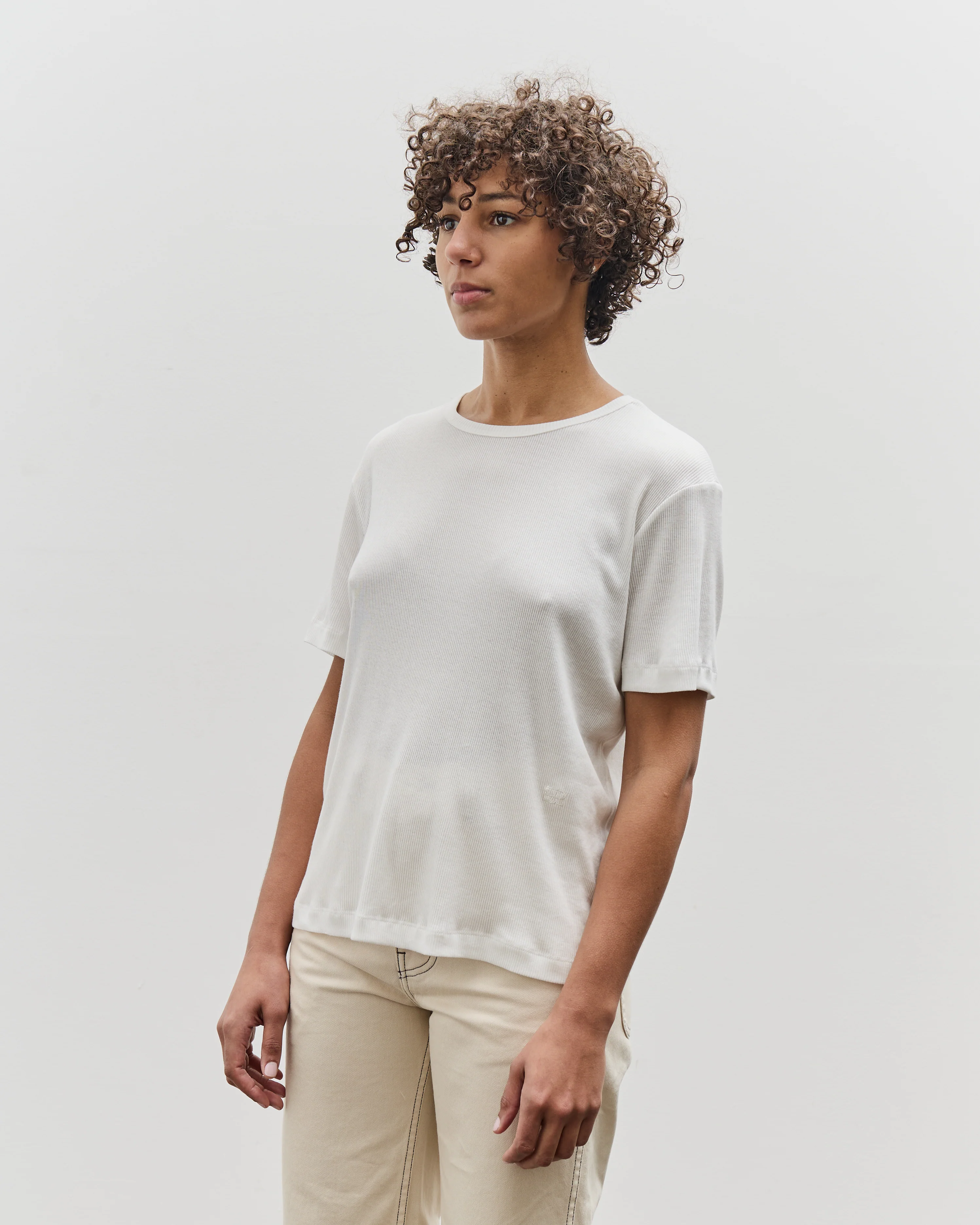 Mijeong Park Cotton Tencel Ribbed T-Shirt, White - Image 5