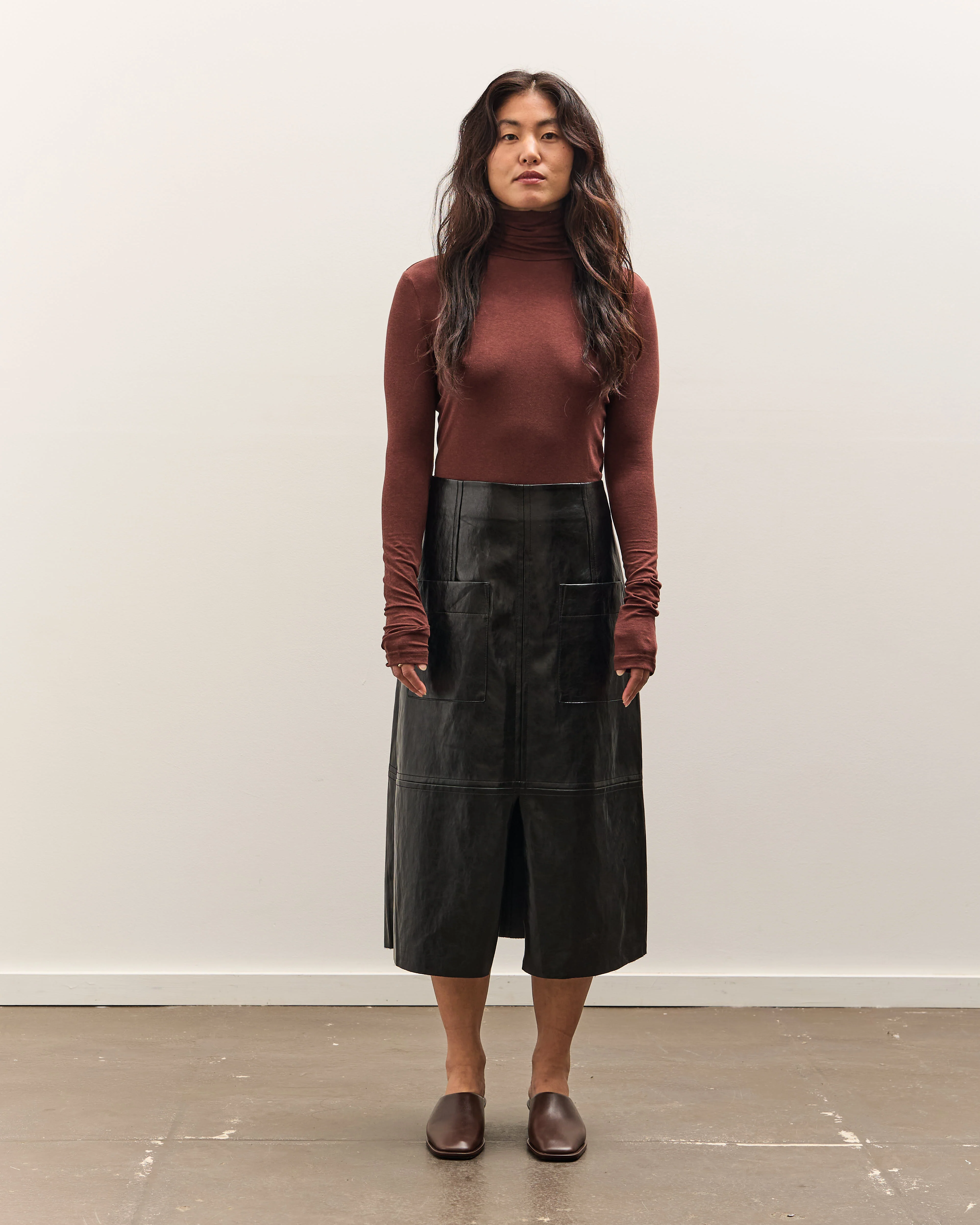 Mijeong Park Faux Leather Skirt, Black - Image 3