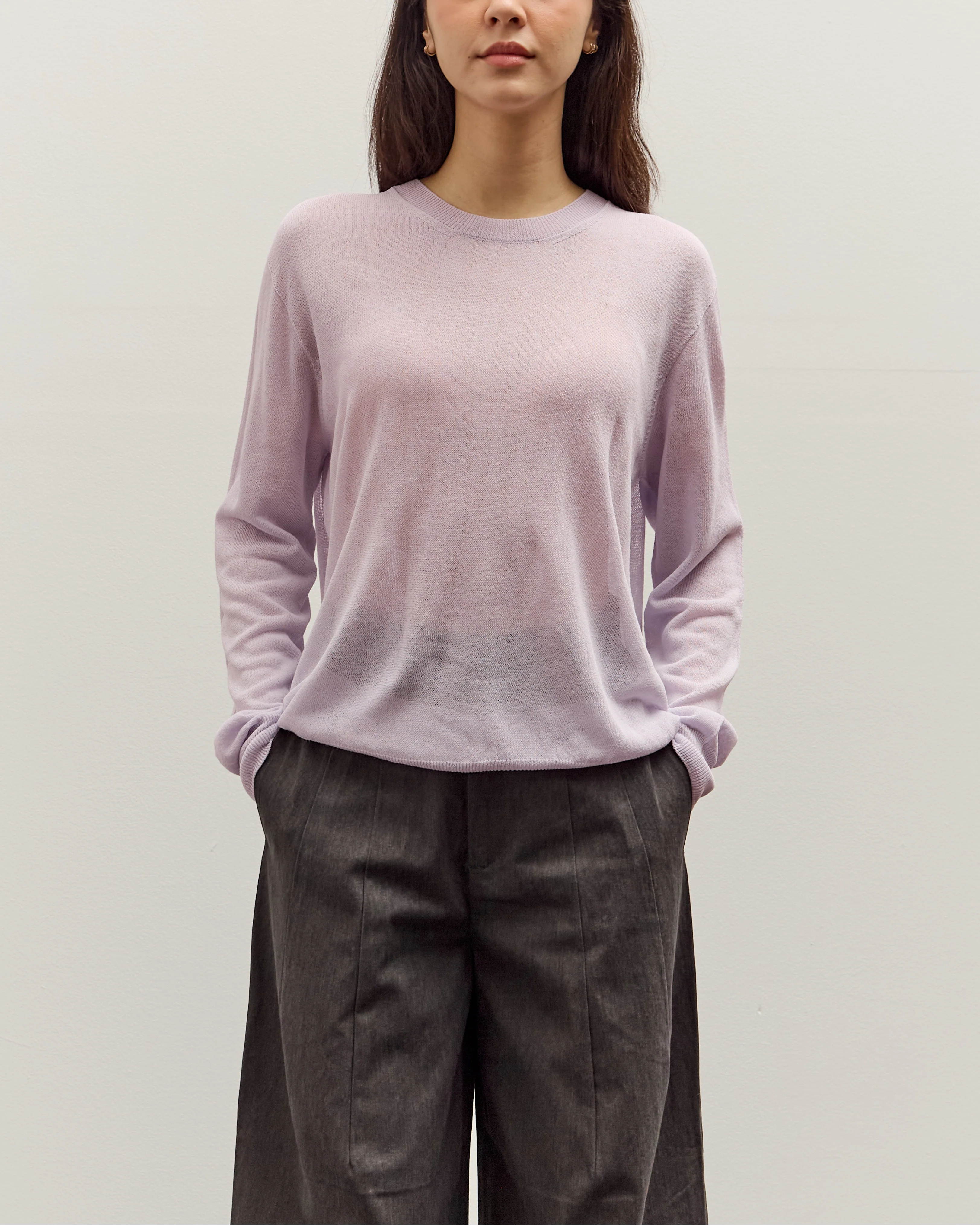 Mijeong Park Semi Sheer Linen Blend Knit Top, Lavender
