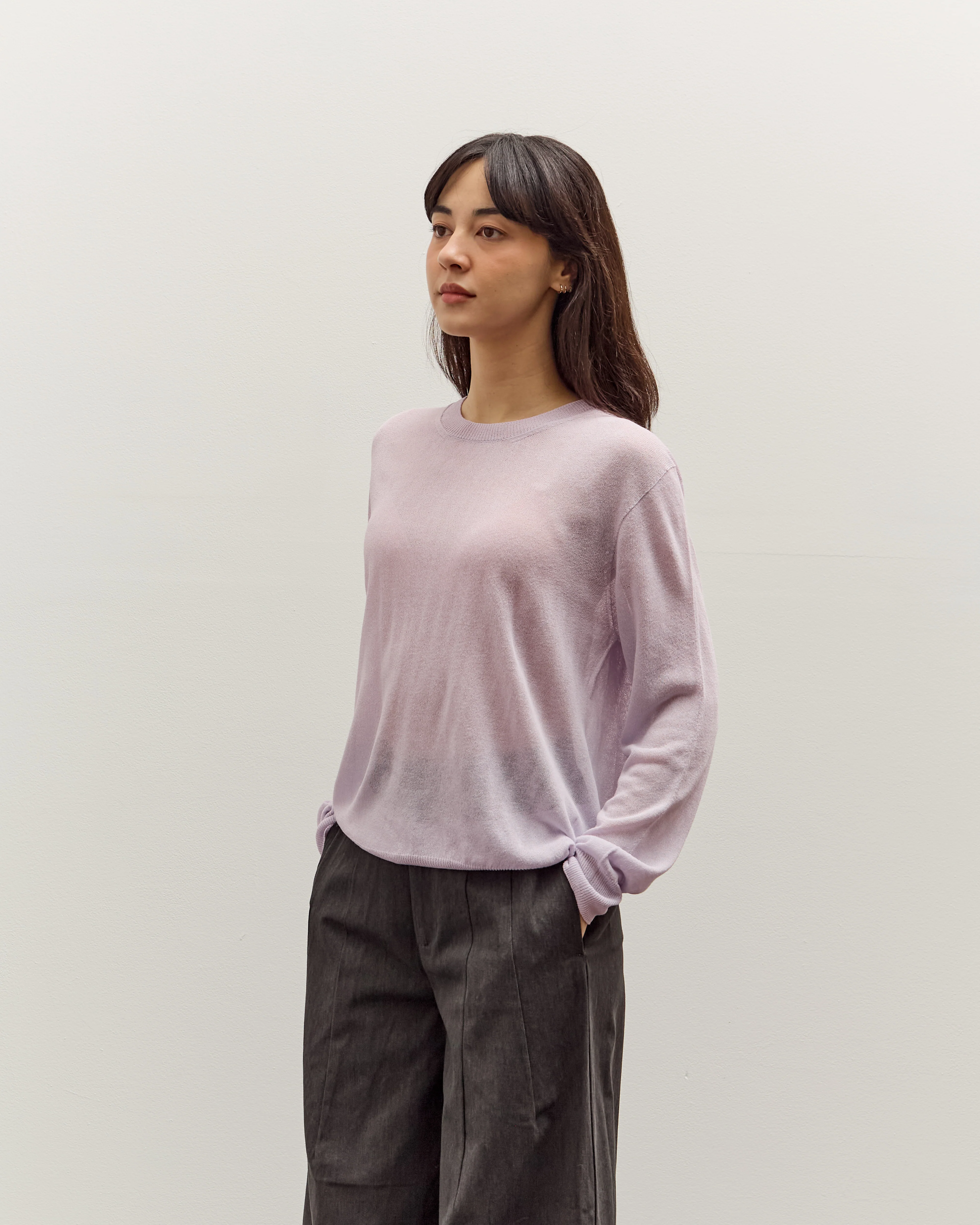 Mijeong Park Semi Sheer Linen Blend Knit Top, Lavender - Image 4