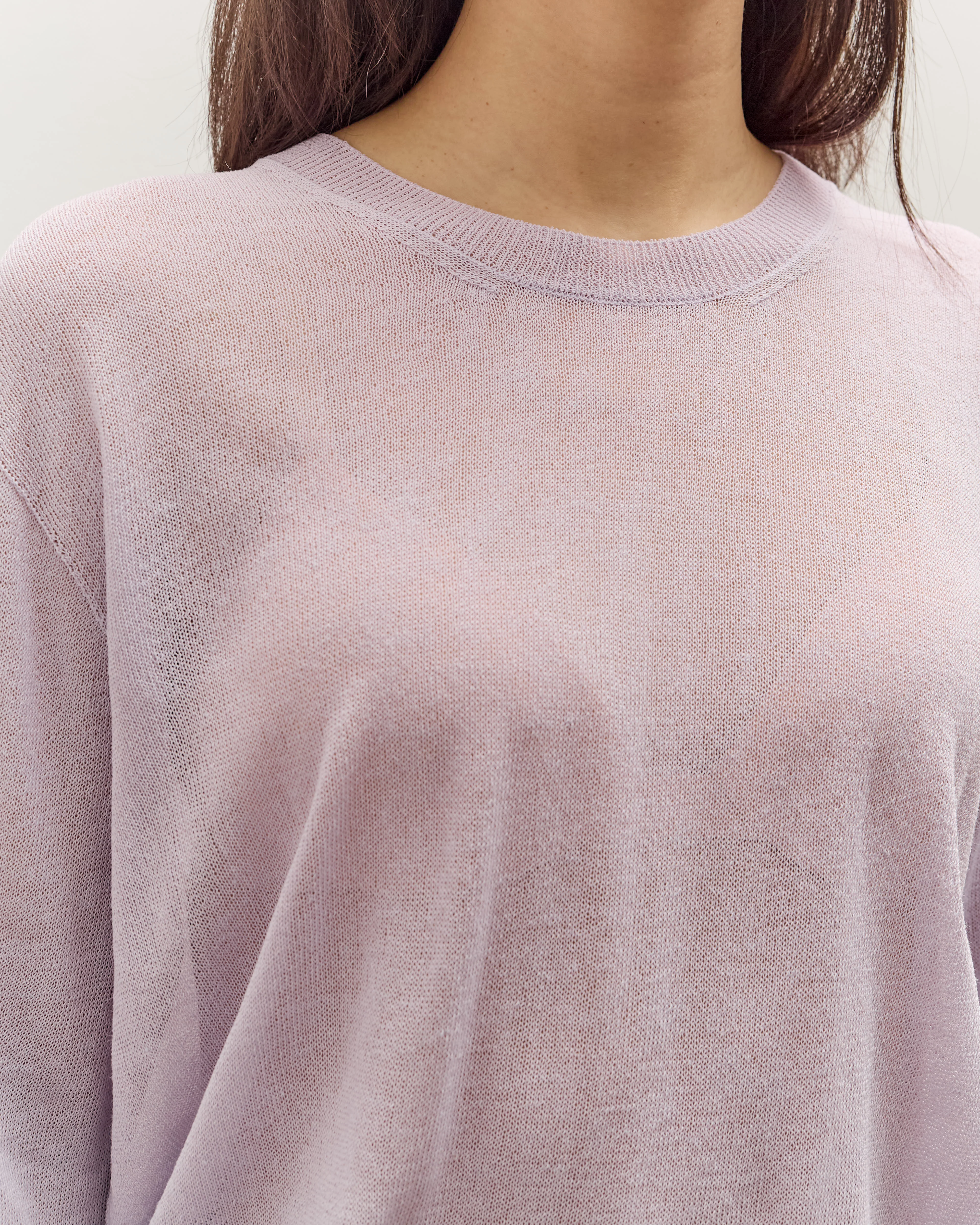 Mijeong Park Semi Sheer Linen Blend Knit Top, Lavender - Image 7