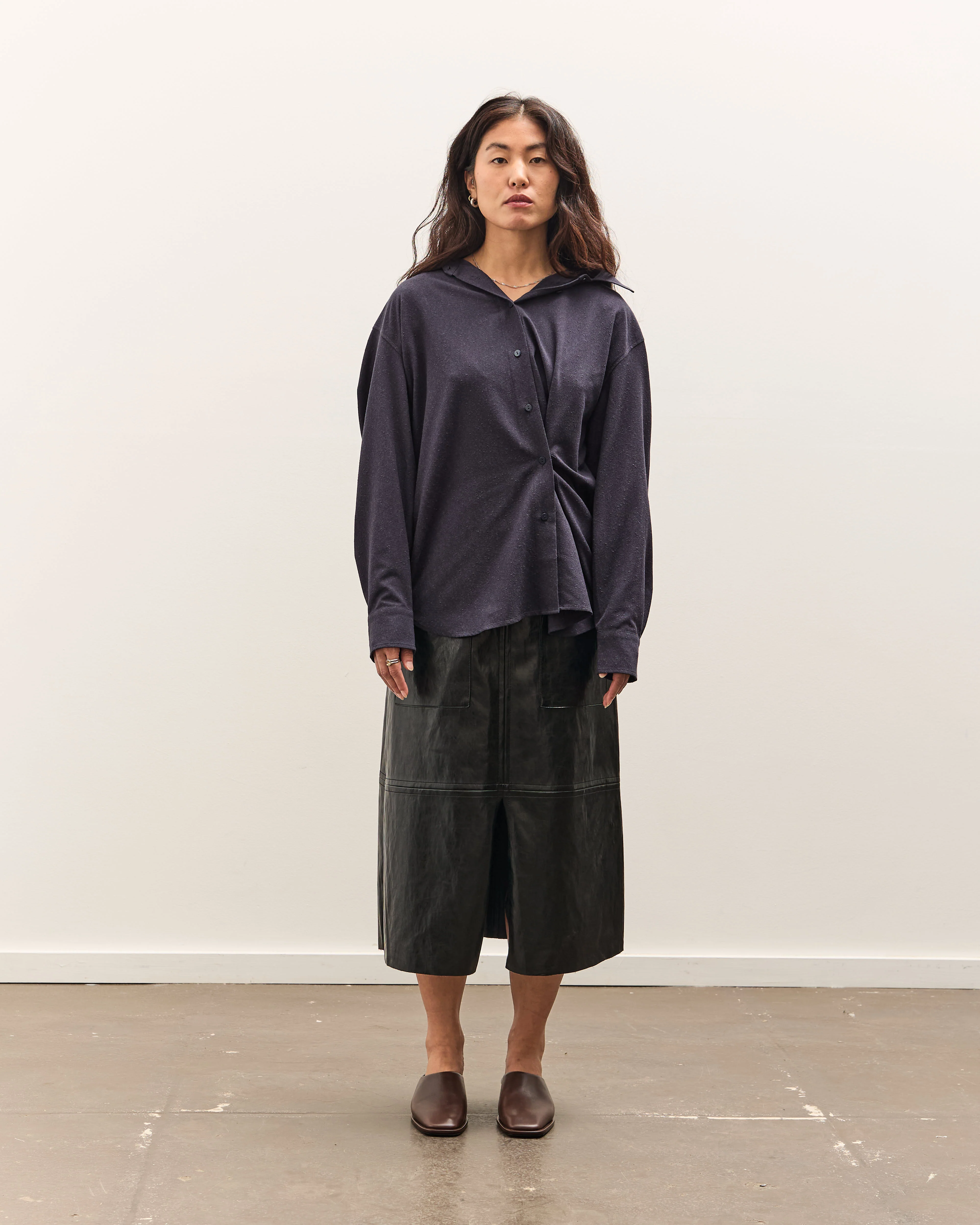 Mijeong Park Textured Oversized Shirt, Navy - Image 3