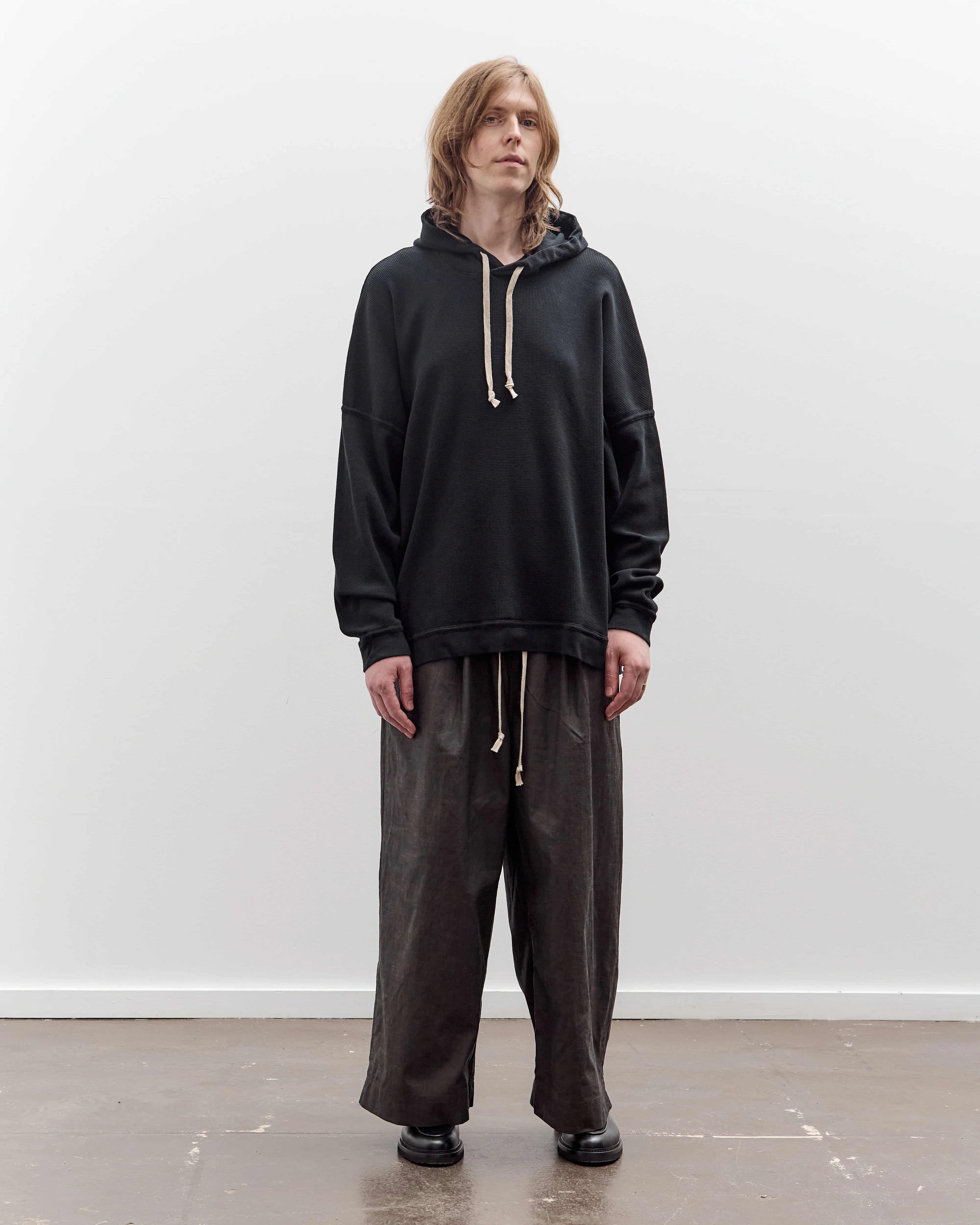 O by Jan-Jan Van Essche Waffle Hoodie, Black - Image 2