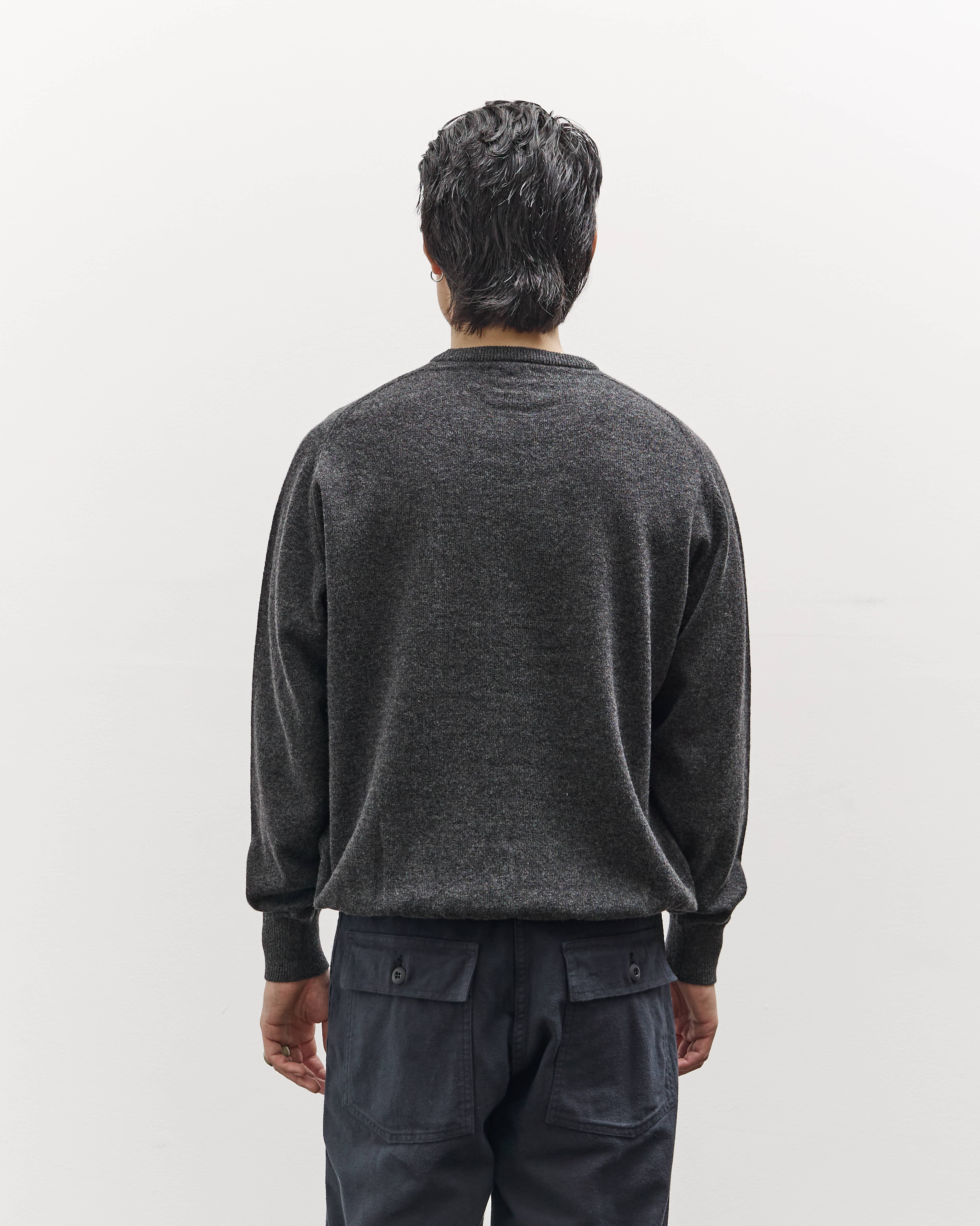 orSlow Simple Crewneck Sweater, Charcoal Gray - Image 6