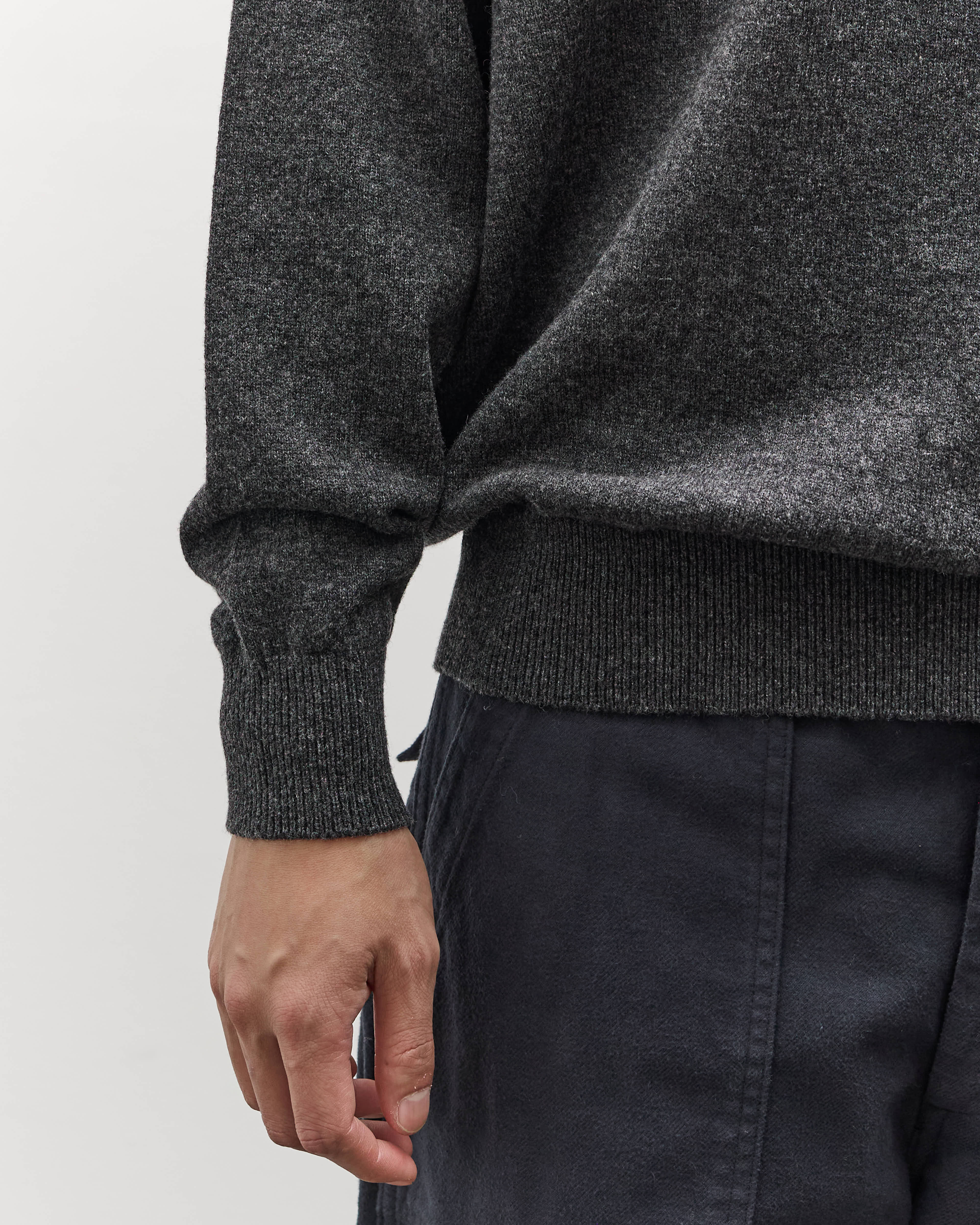 orSlow Simple Crewneck Sweater, Charcoal Gray - Image 7