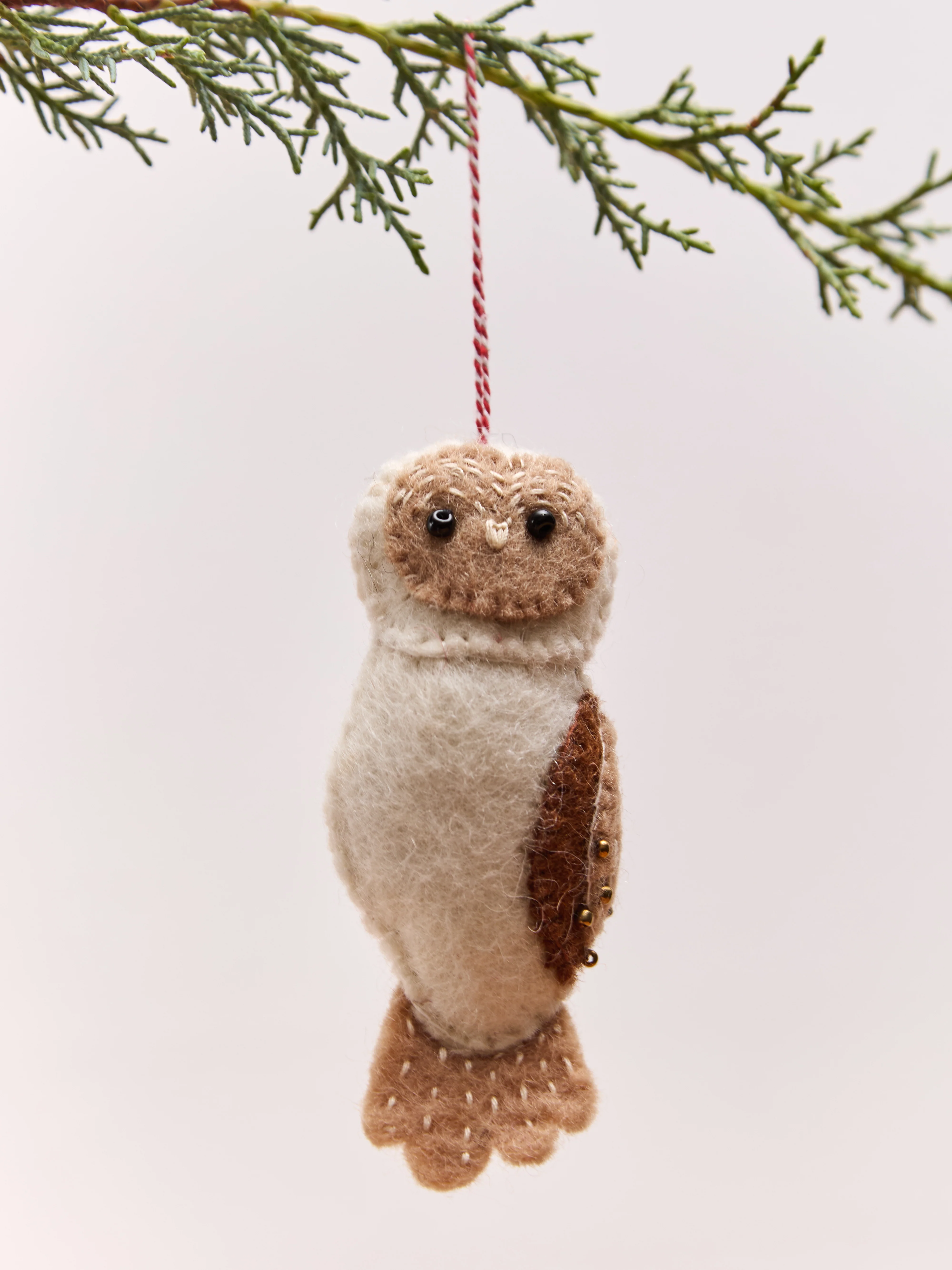 Owl Felt Wool Christmas Ornament - Image 2