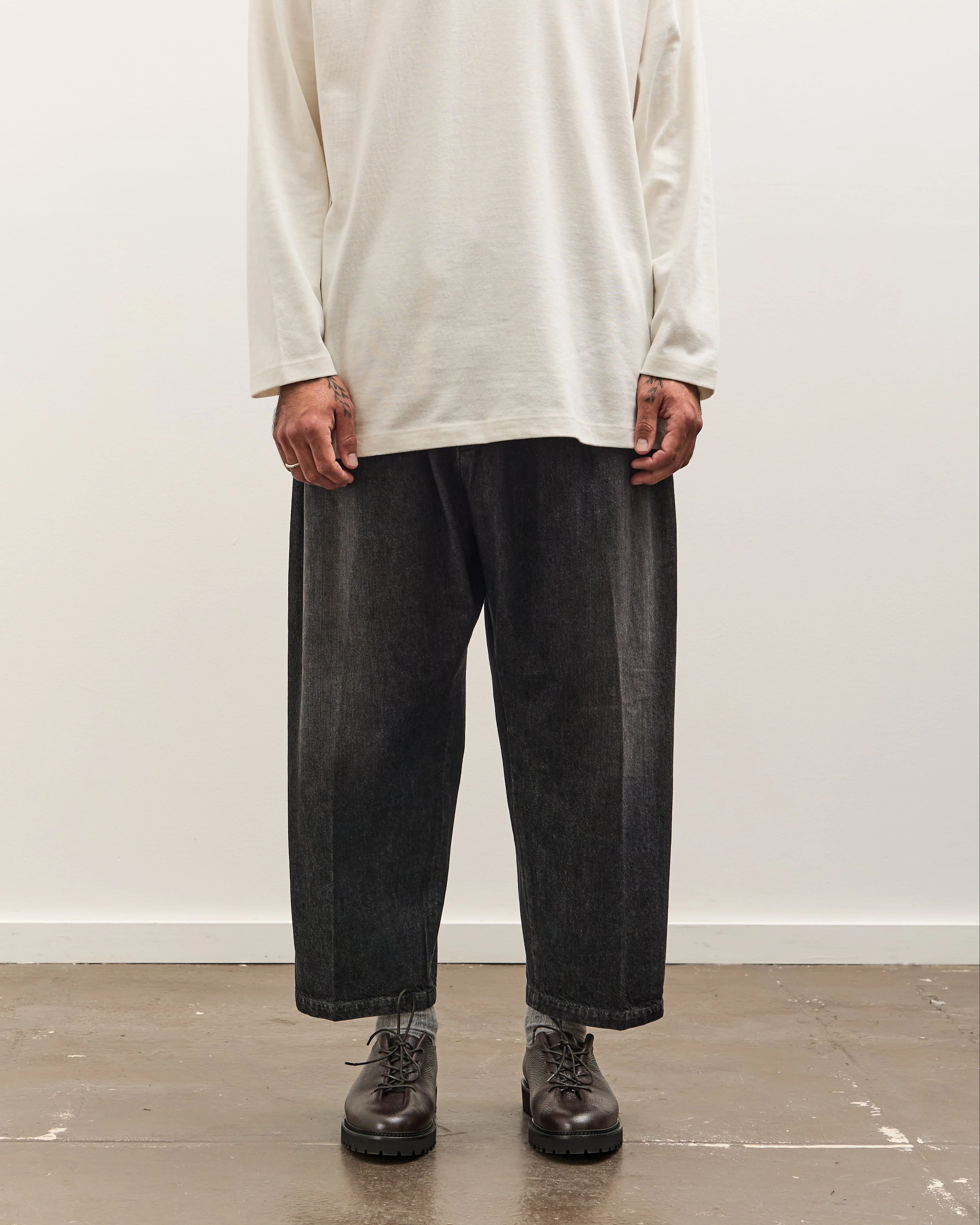 Sillage Baggy Trousers, Black Denim Damaged