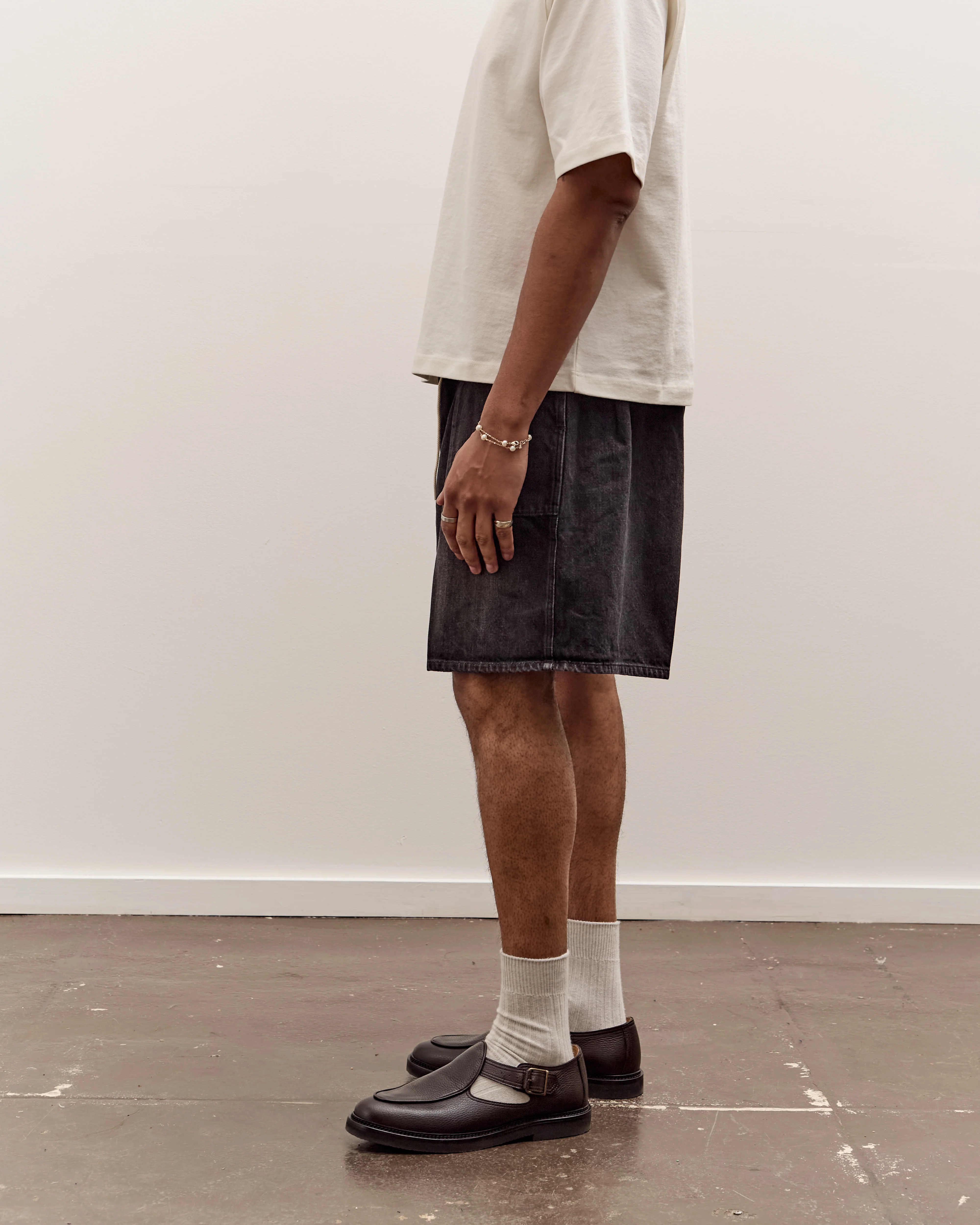 Sillage Circular Fatigue Shorts, Black Denim Damaged - Image 5
