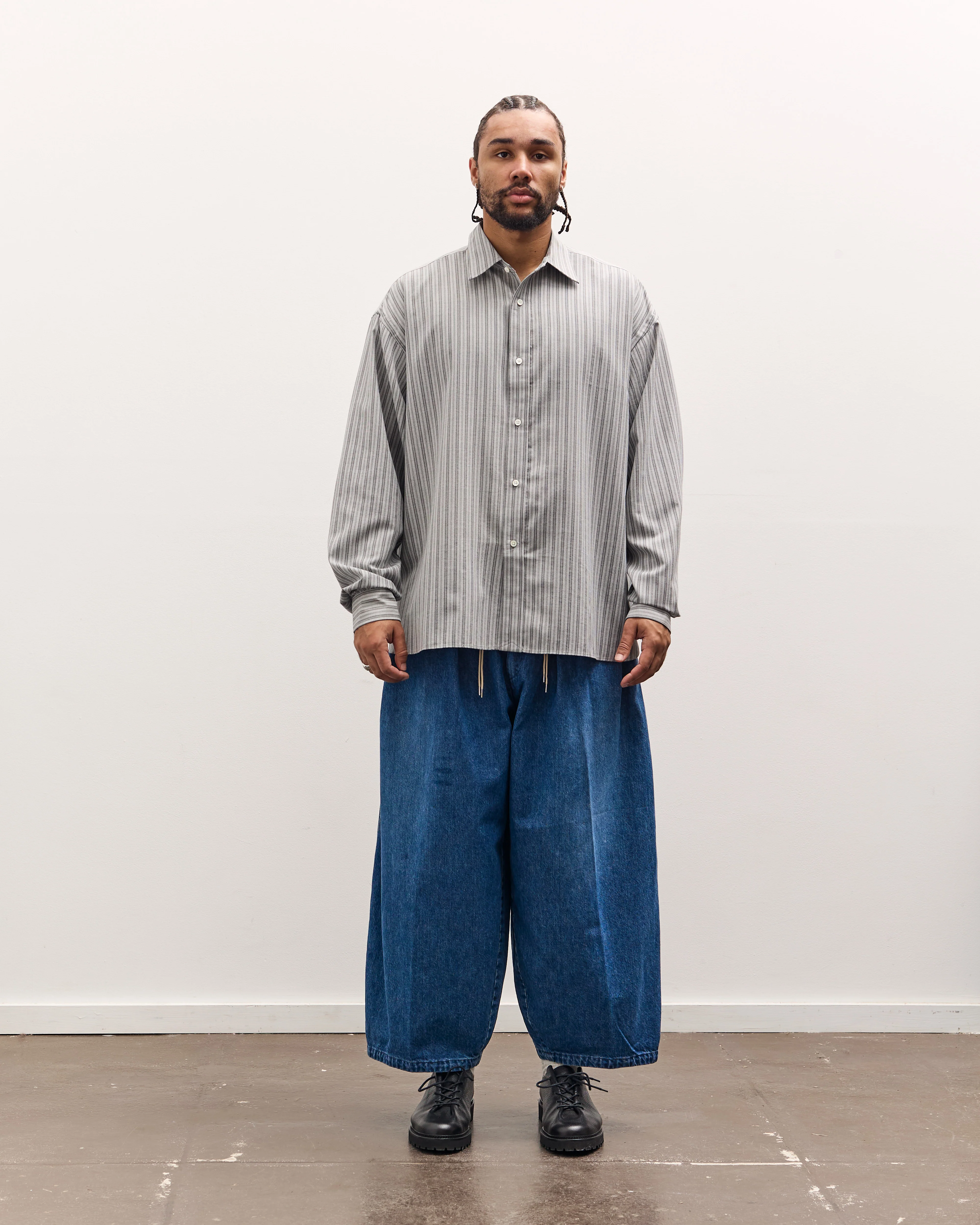 Sillage Wide Shirt Deadstock , Grey Stripe - Image 3