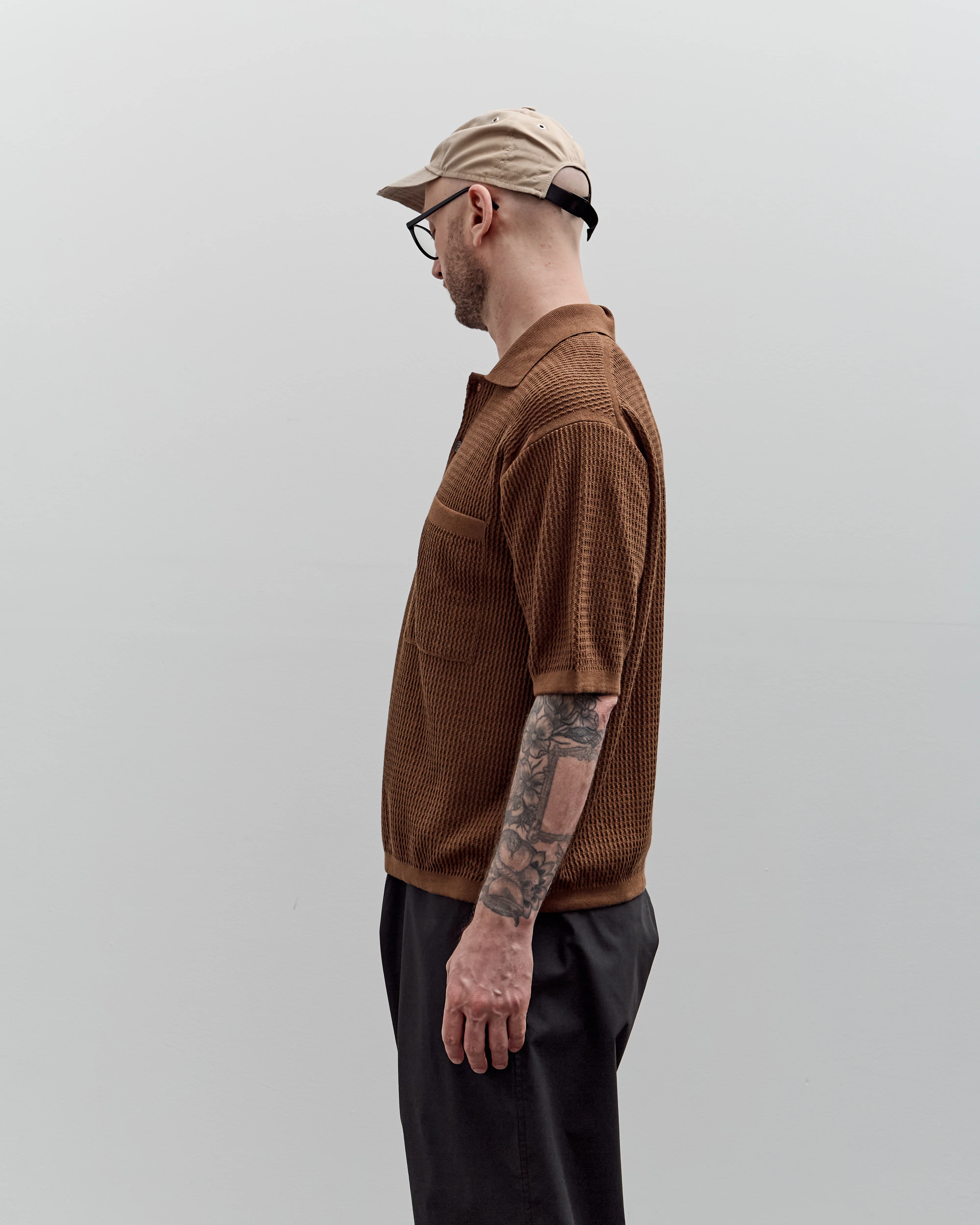 Universal Works S/S Knit Pullover, Brown - Image 4