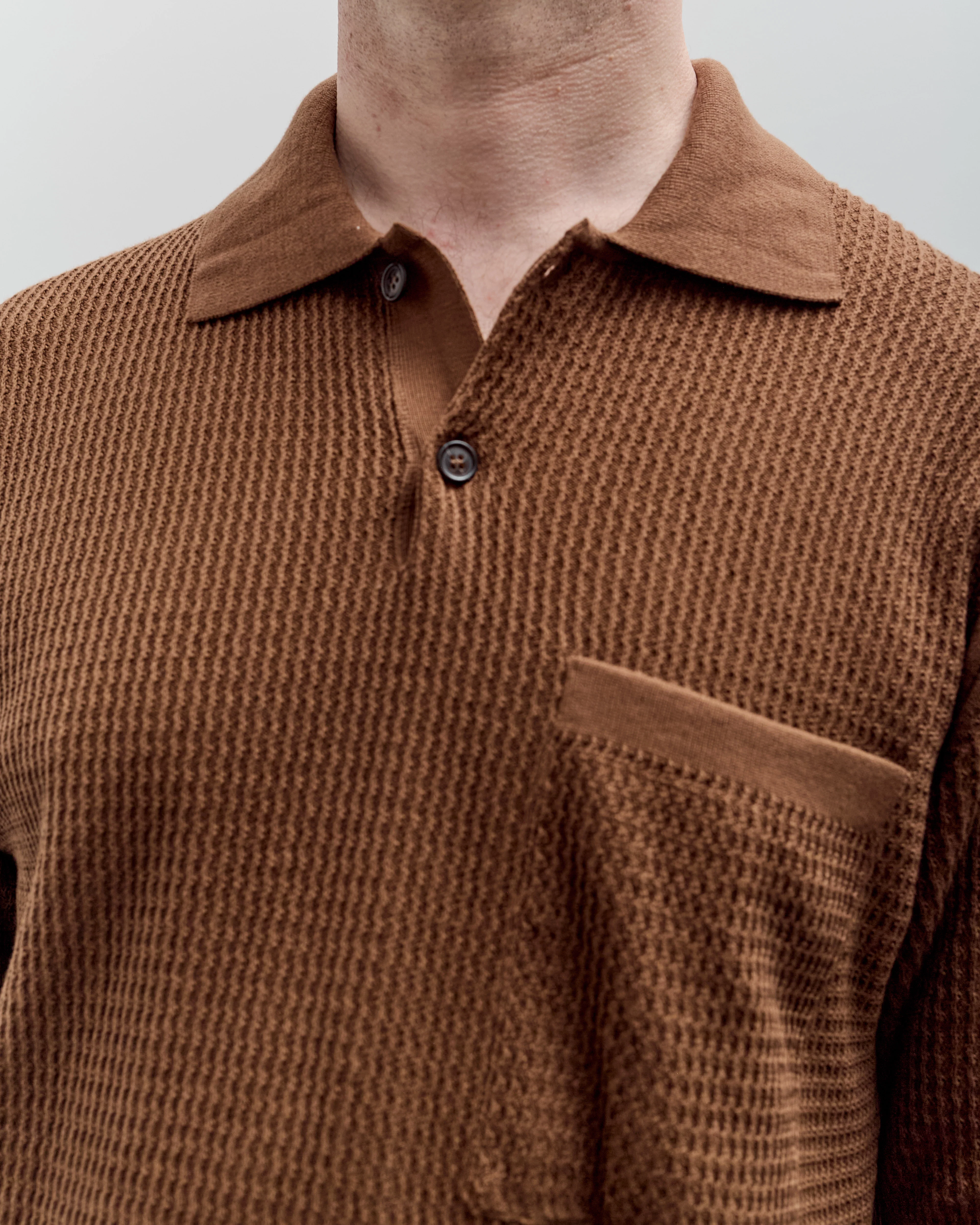 Universal Works S/S Knit Pullover, Brown - Image 7