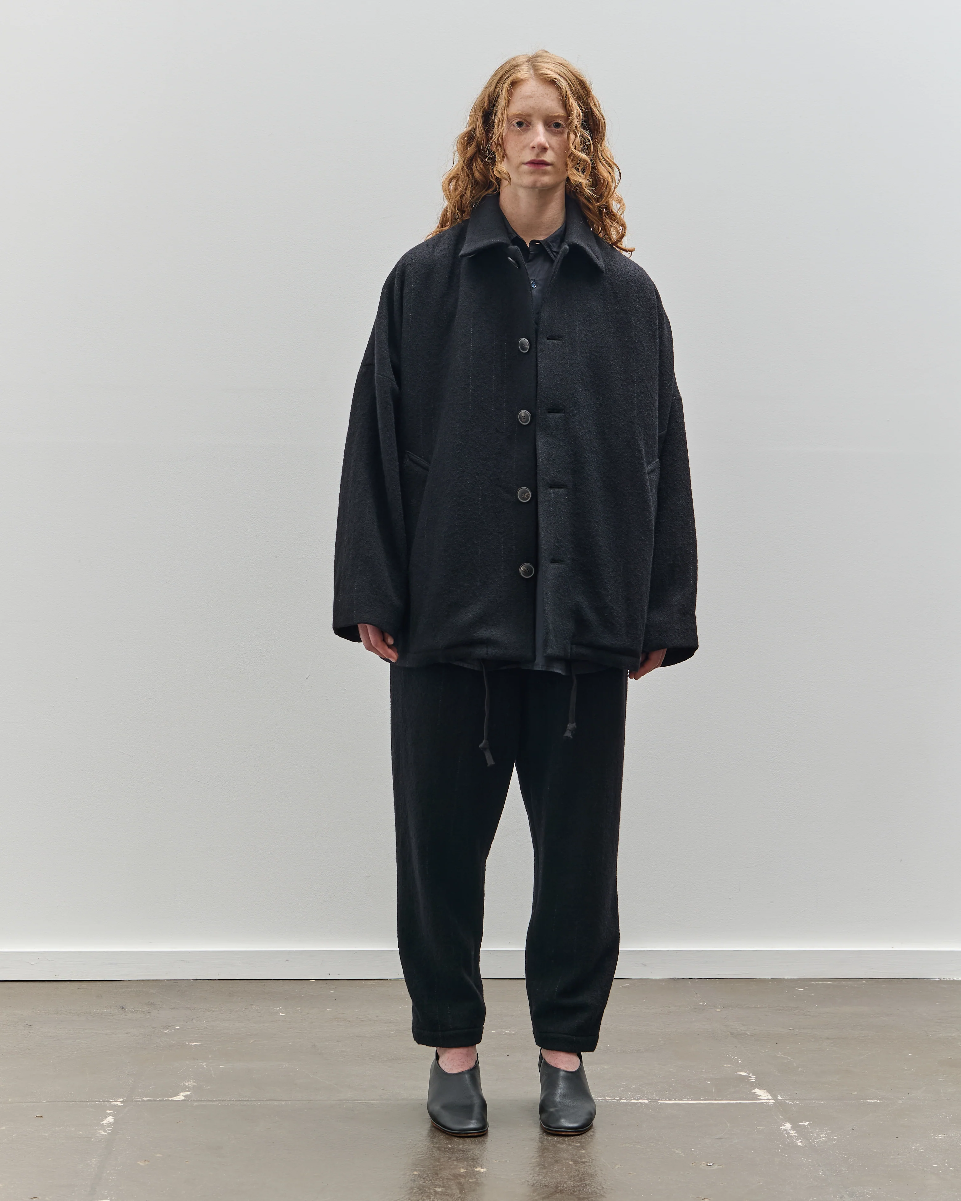 Yoko Sakamoto Kasuri Coach Jacket, Black Broken Stripe - Image 3