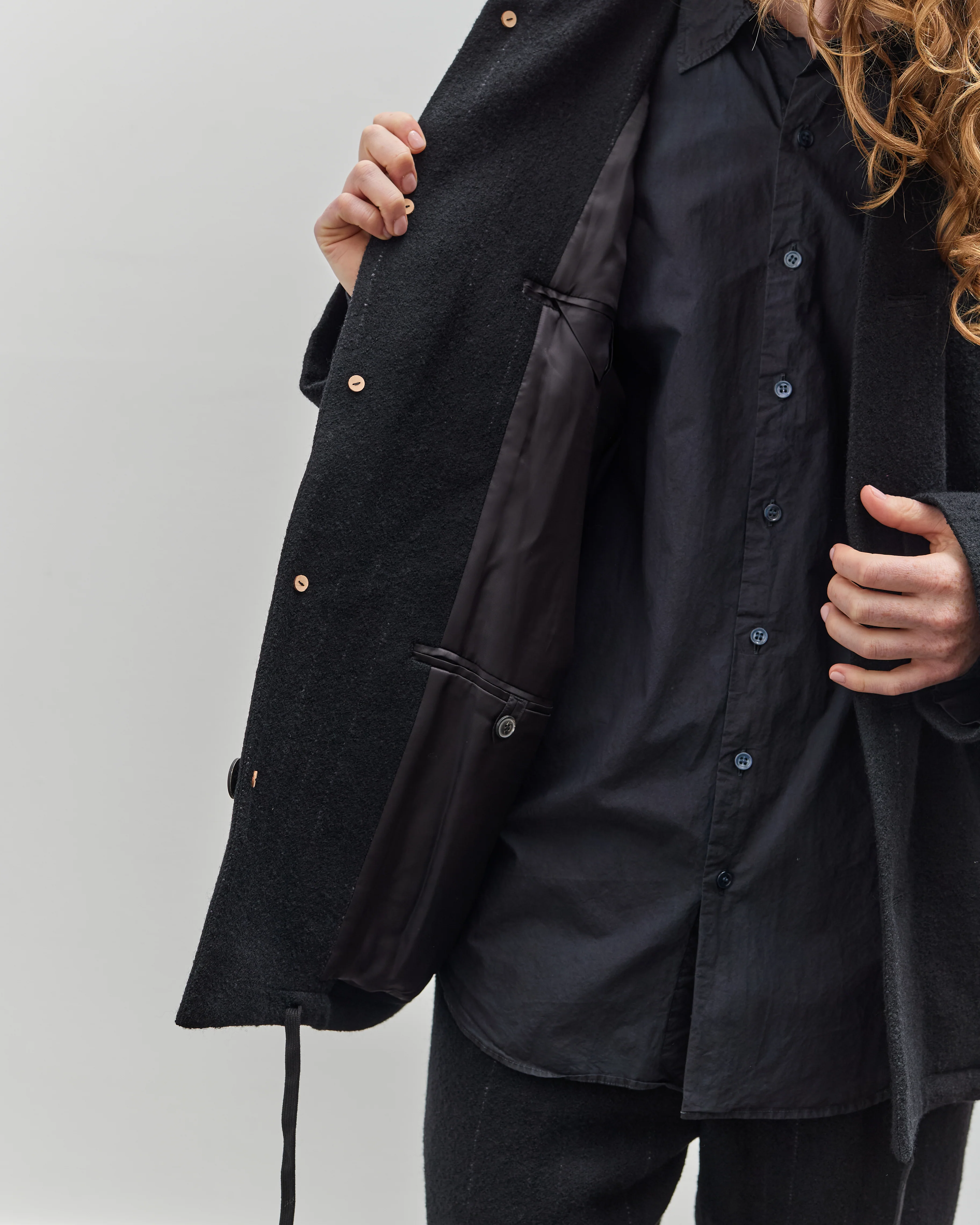 Yoko Sakamoto Kasuri Coach Jacket, Black Broken Stripe - Image 8