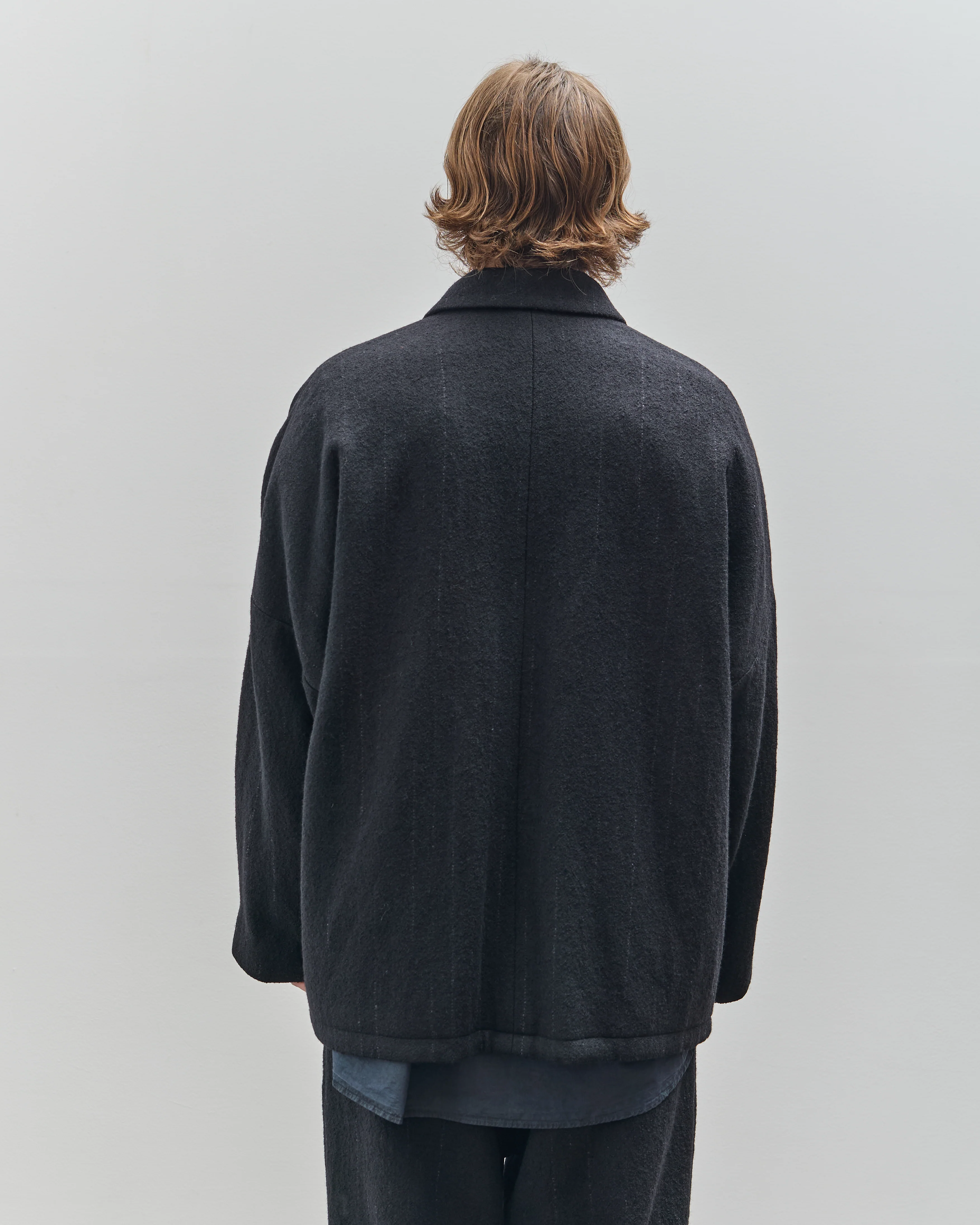 Yoko Sakamoto Unisex Kasuri Coach Jacket, Black Broken Stripe - Image 11