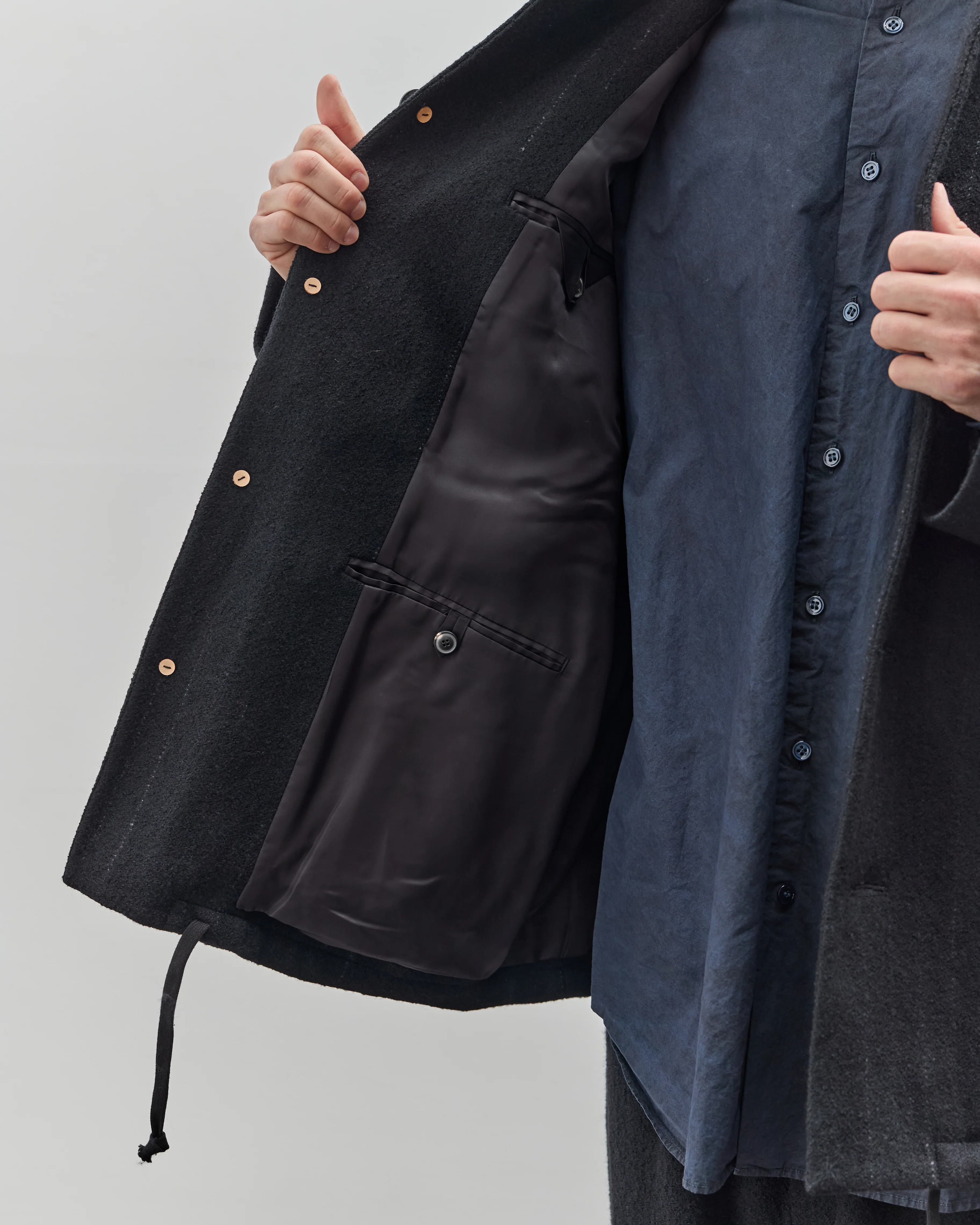 Yoko Sakamoto Unisex Kasuri Coach Jacket, Black Broken Stripe - Image 8