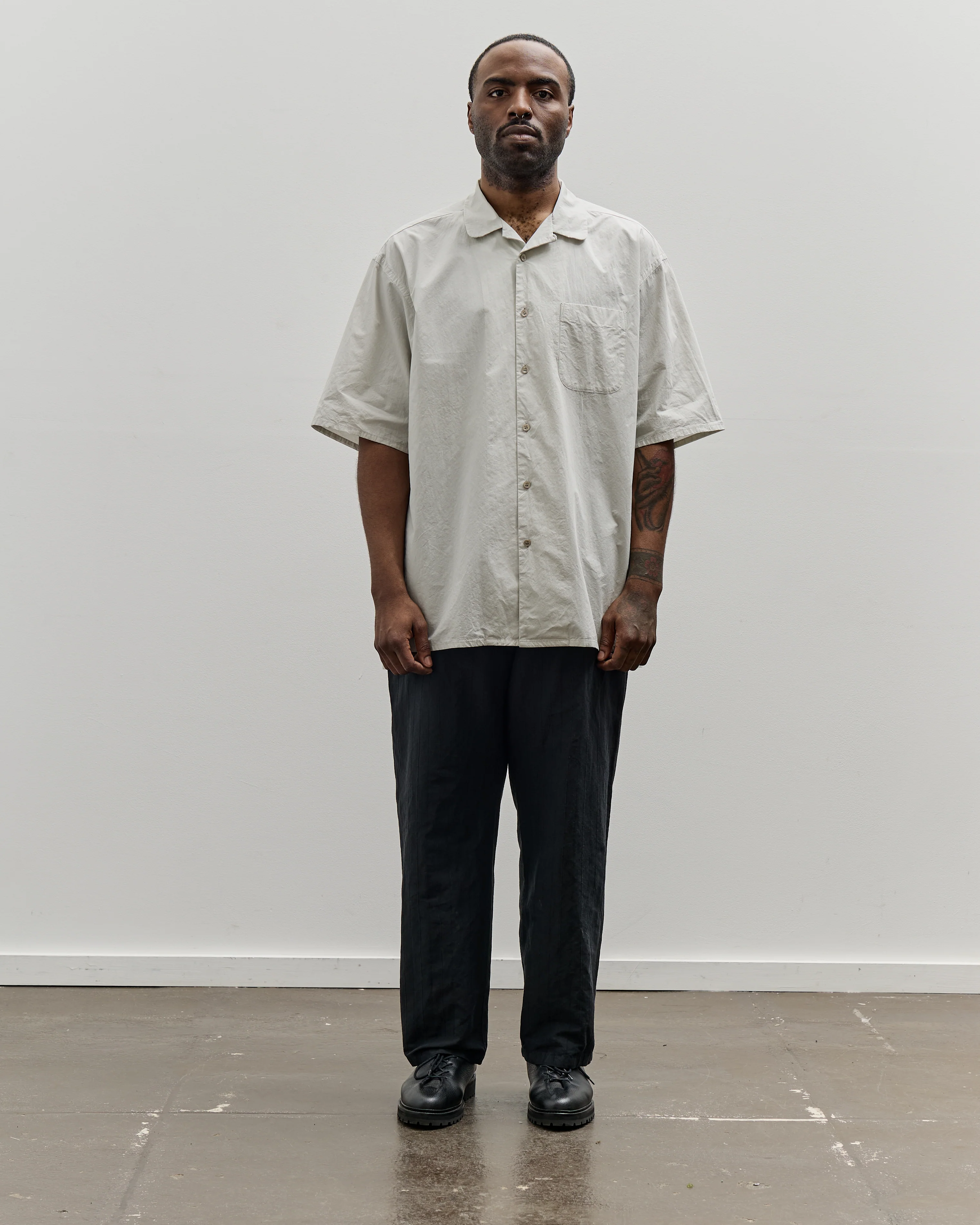 Yoko Sakamoto Open Collar Shirt, Black Rice - Image 3