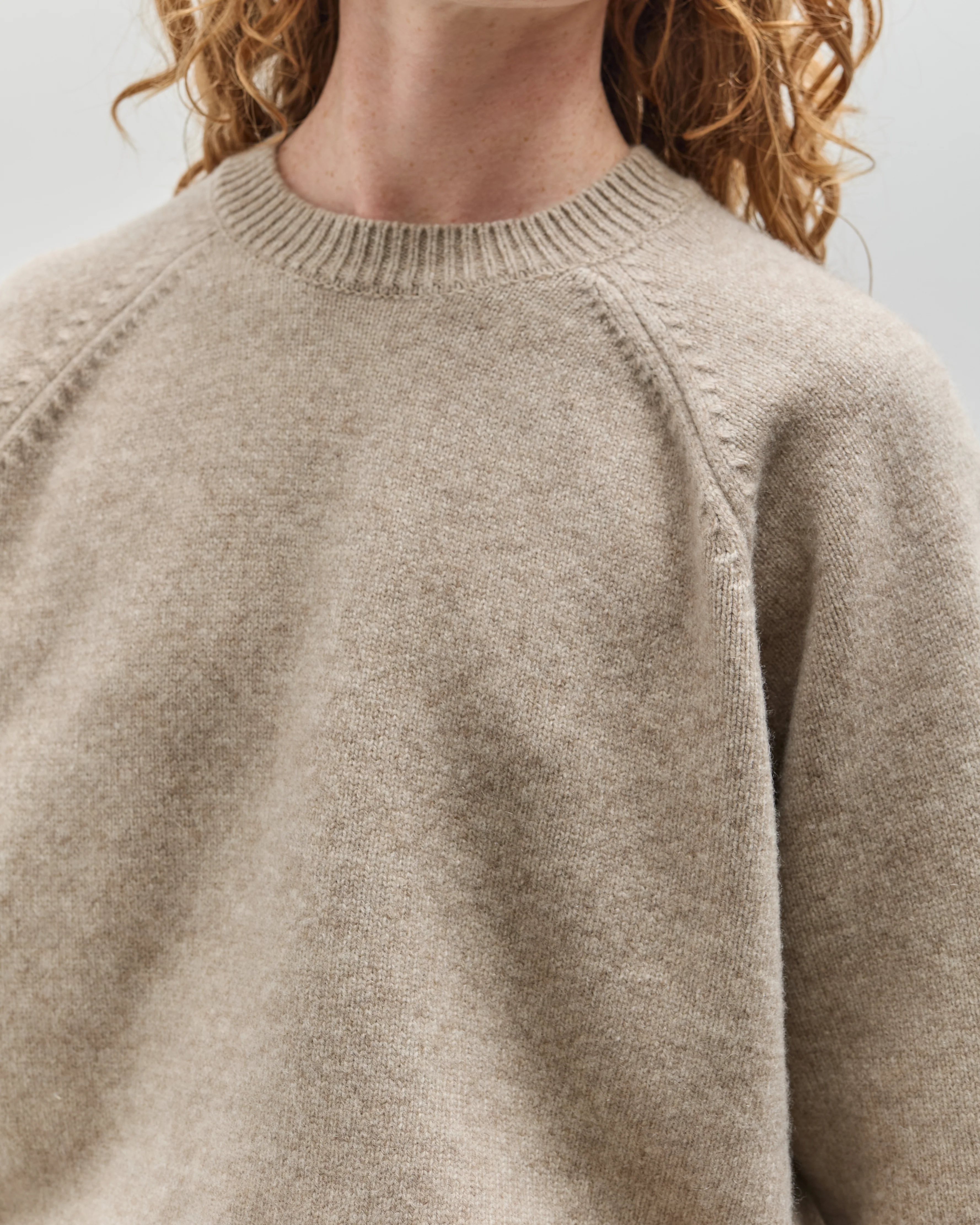Yoko Sakamoto Raglan Crewneck Knit, Beige - Image 7