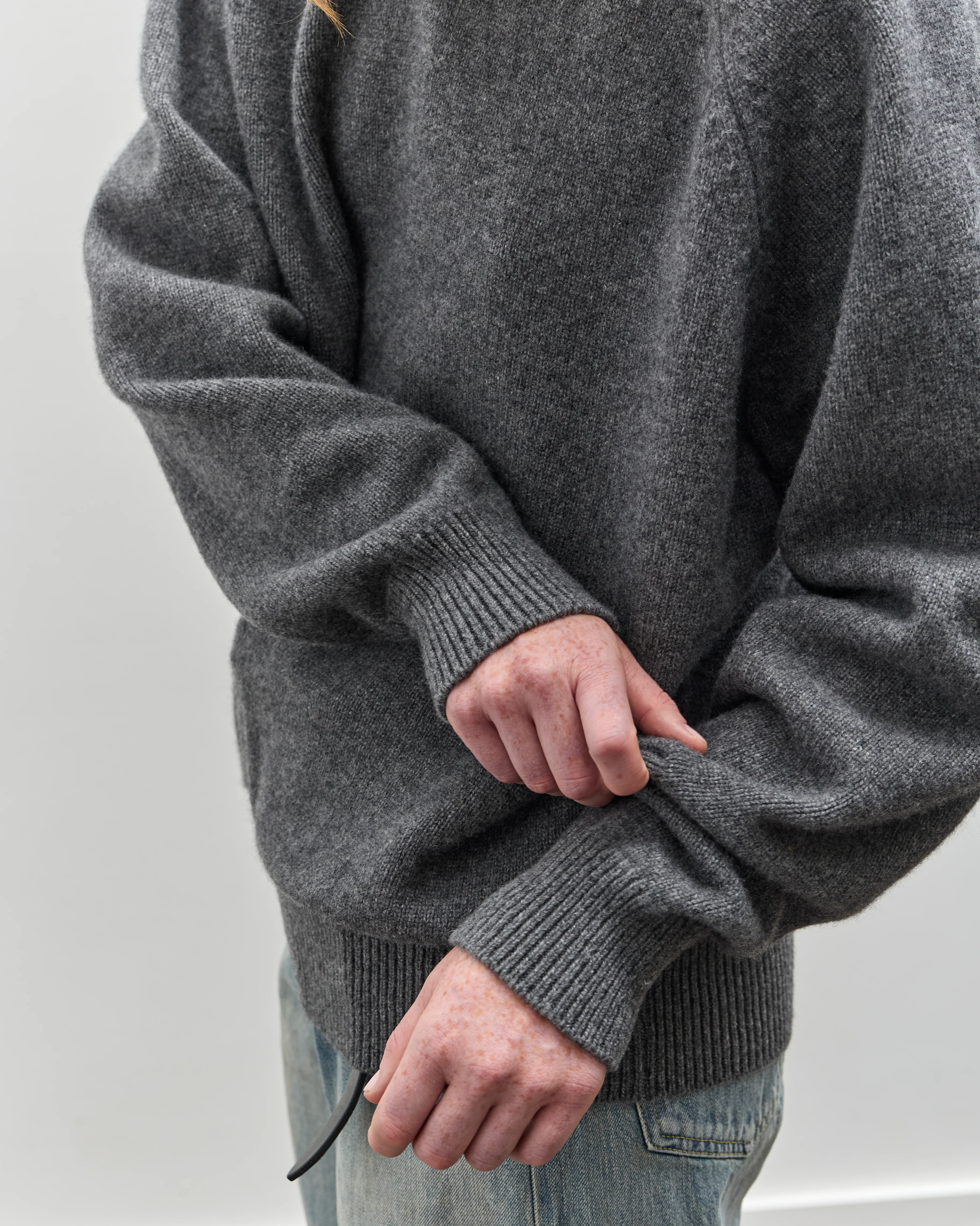 Yoko Sakamoto Raglan Crewneck Knit, Heather Grey - Image 6